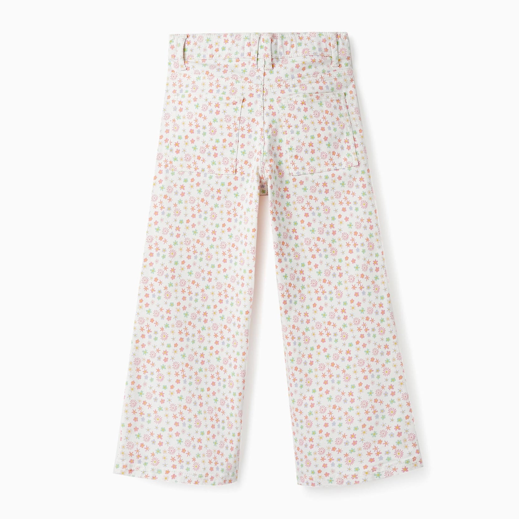 Floral Twill Trousers for Girls 'Wide Leg', Multicolour