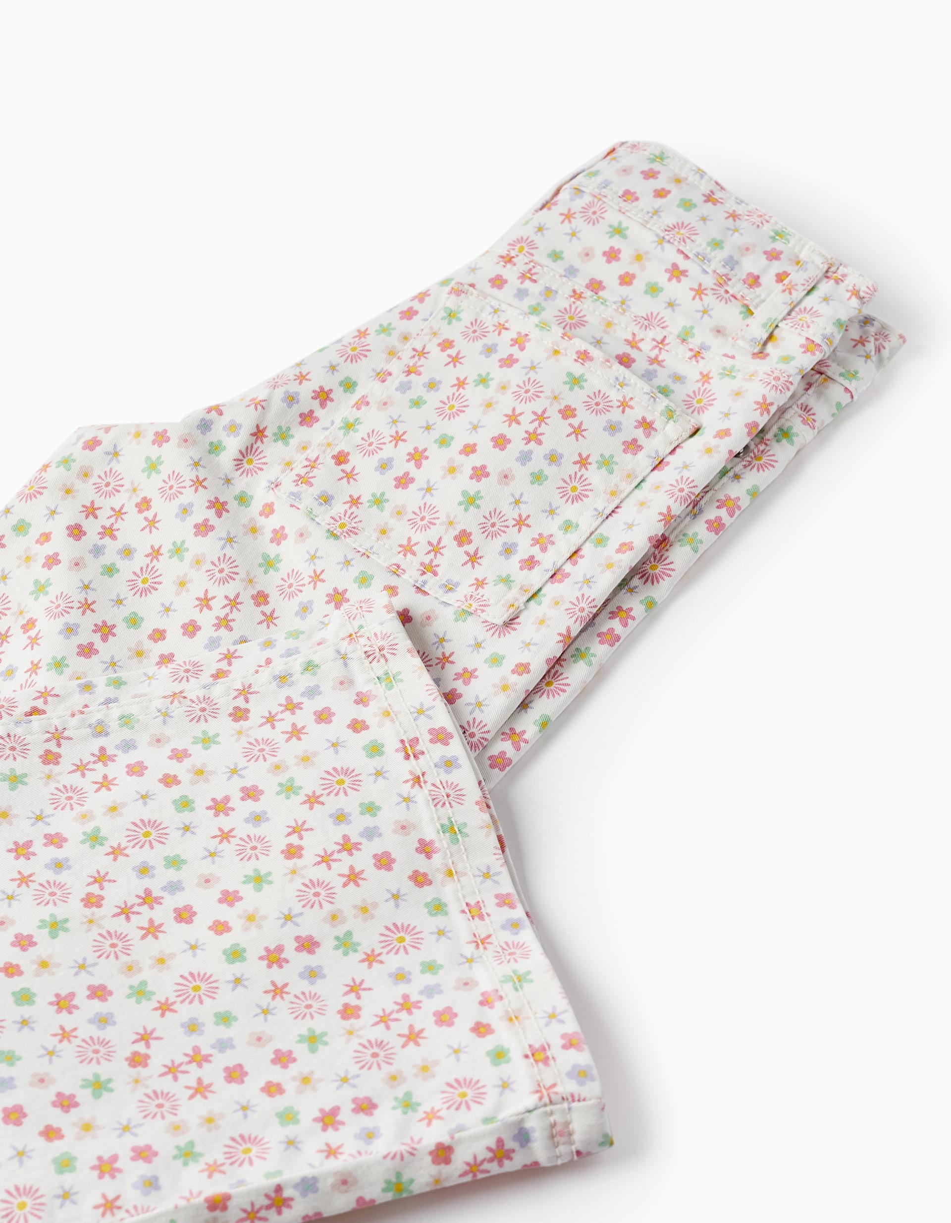 Floral Twill Trousers for Girls 'Wide Leg', Multicolour