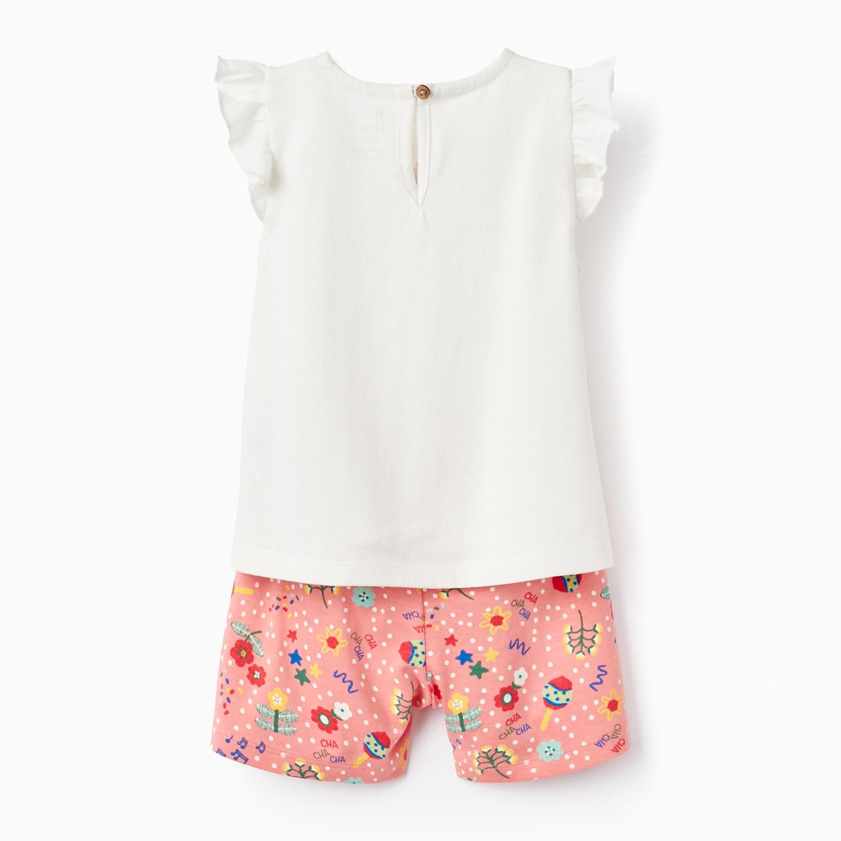 T-shirt + Shorts for Baby Girls 'Flowers', White/Coral