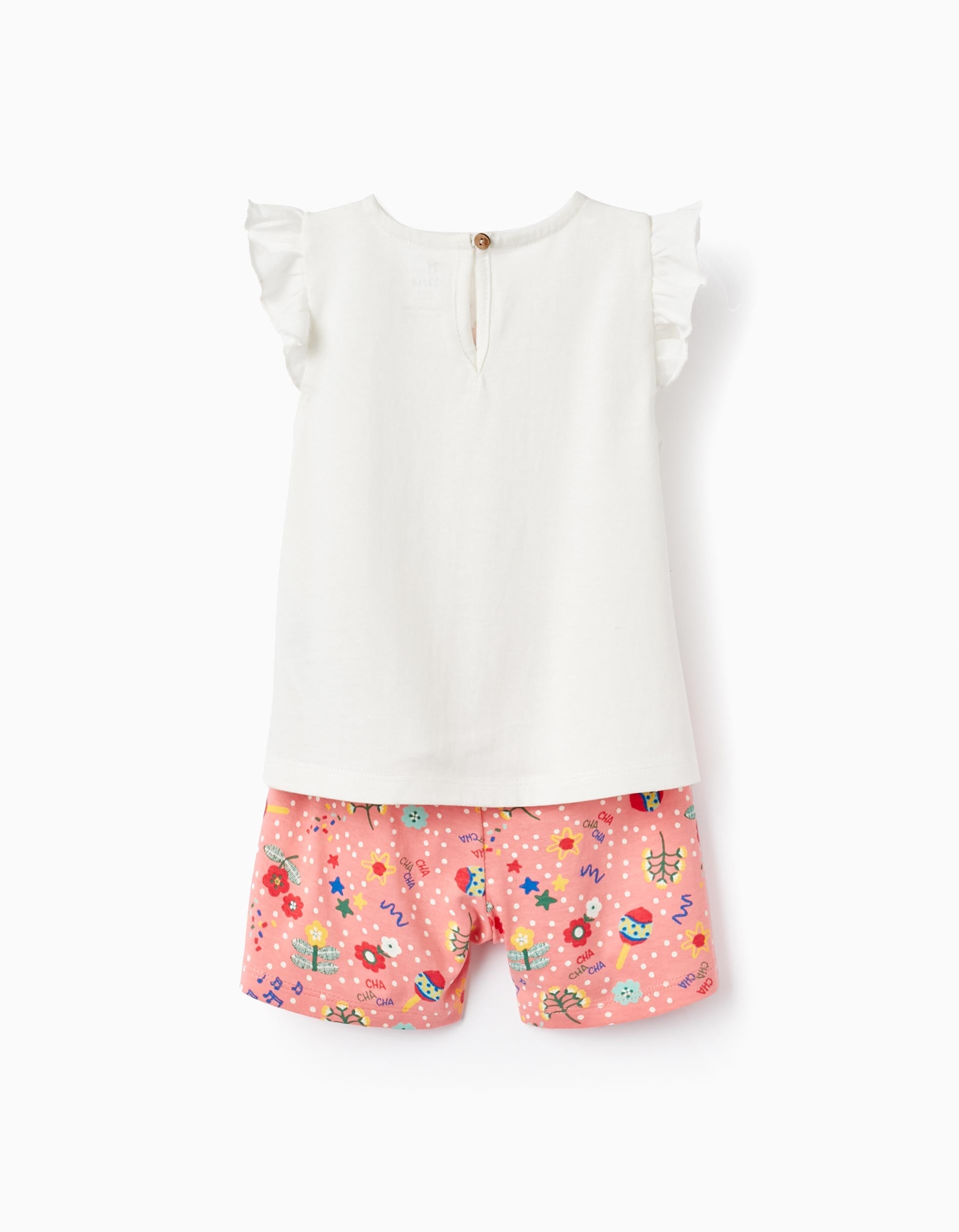 T-shirt + Shorts for Baby Girls 'Flowers', White/Coral