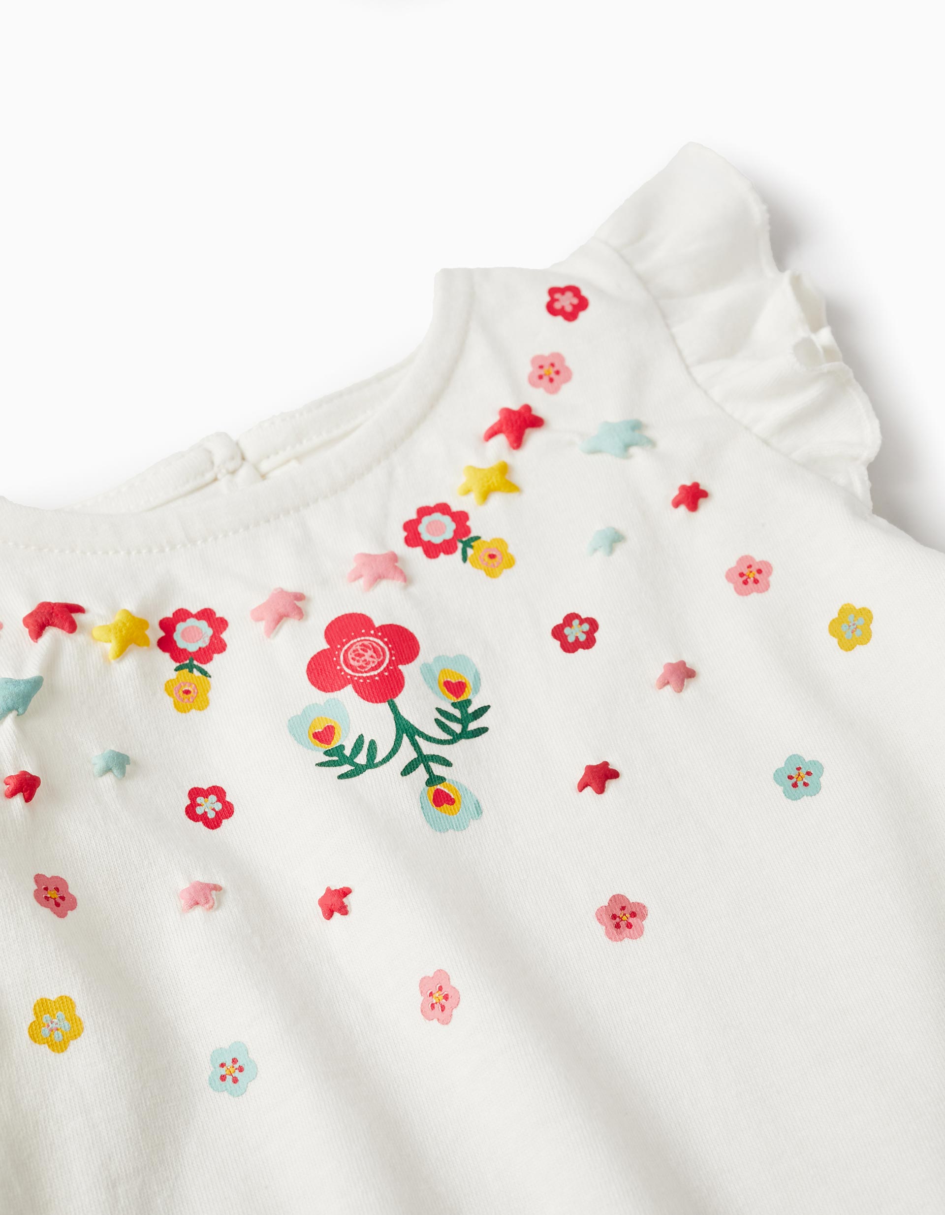 T-shirt + Shorts for Baby Girls 'Flowers', White/Coral