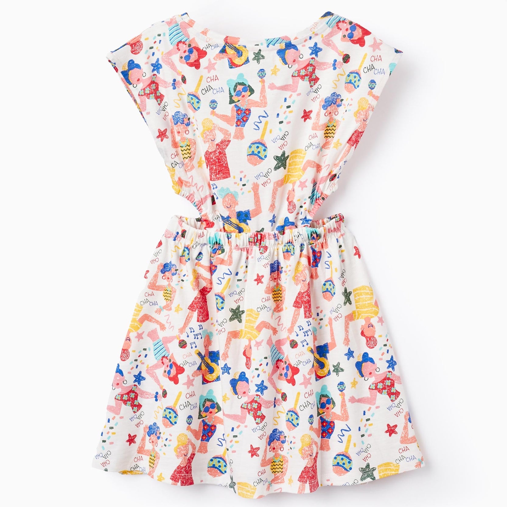 Cotton Dress for Girls 'Cha Cha Cha', White