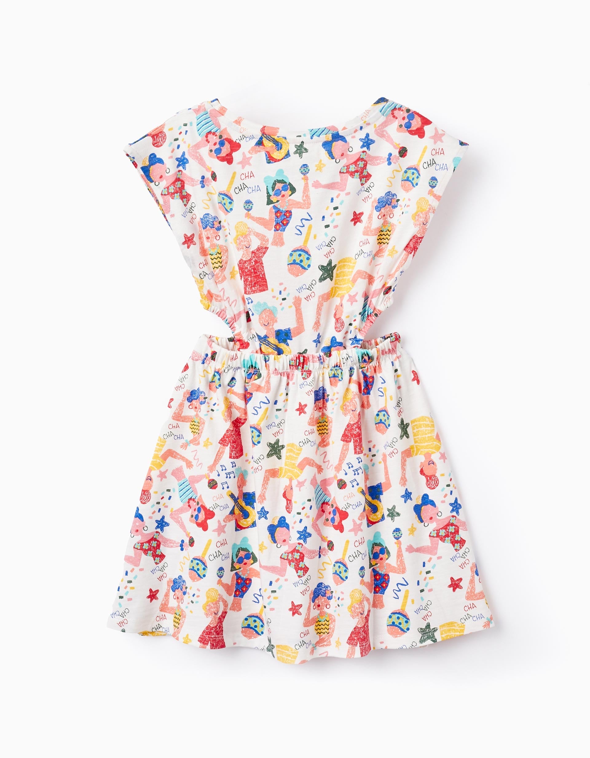 Cotton Dress for Girls 'Cha Cha Cha', White