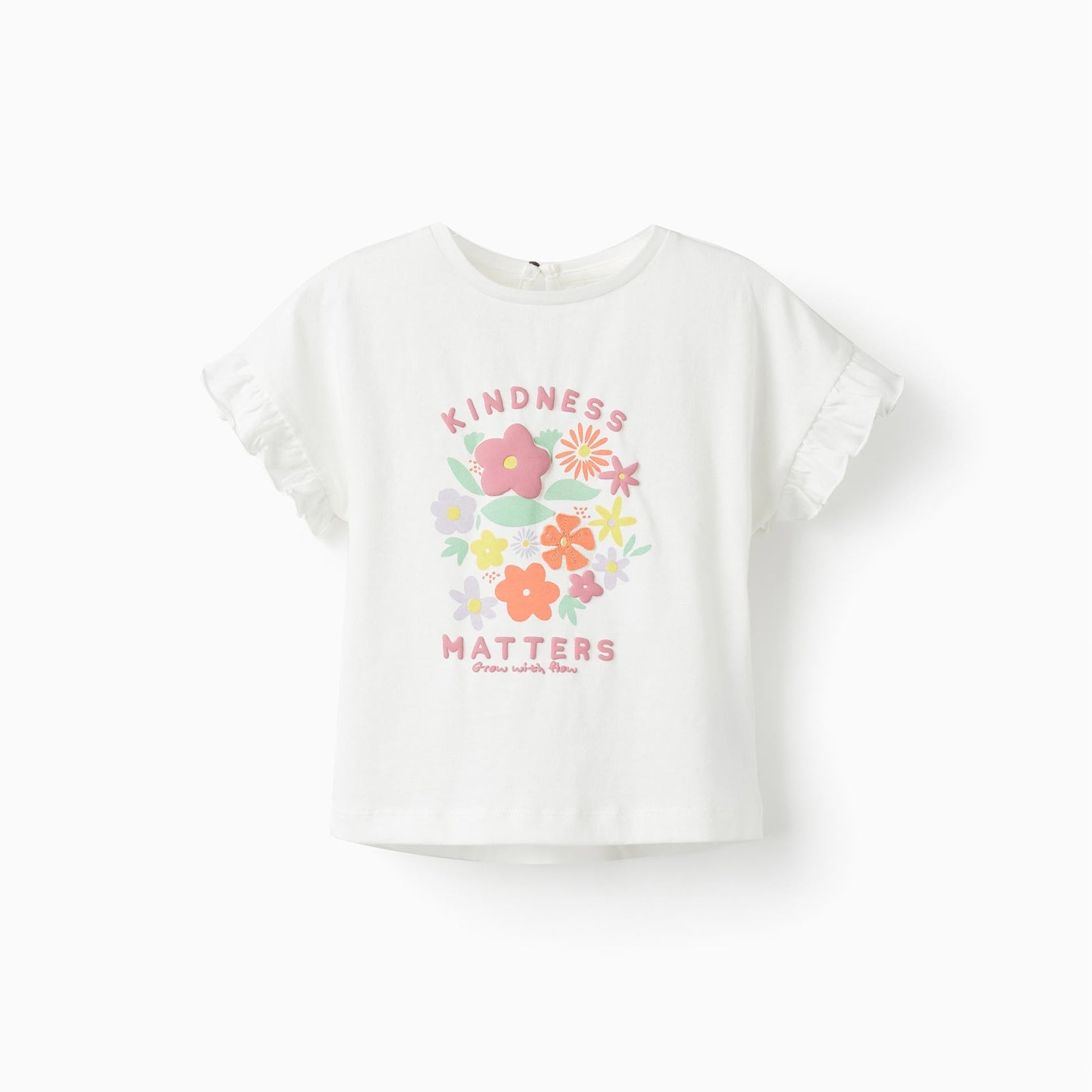 Short Sleeve T-Shirt for Baby Girls 'Kindness Matters', White
