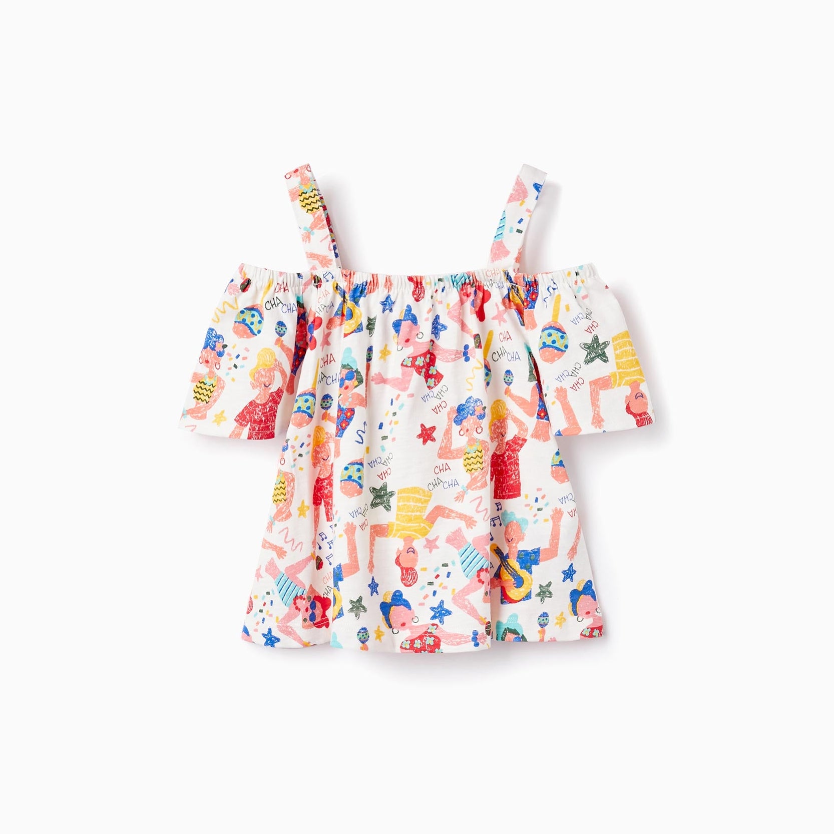 Cotton Top for Girls 'Cha Cha Cha', White
