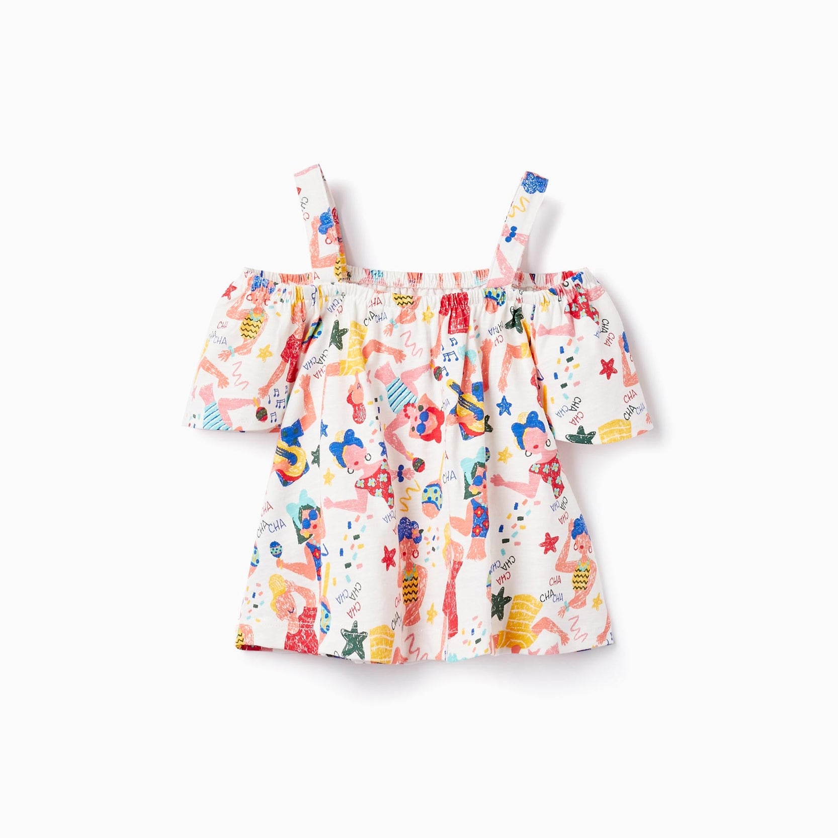 Cotton Top for Girls 'Cha Cha Cha', White
