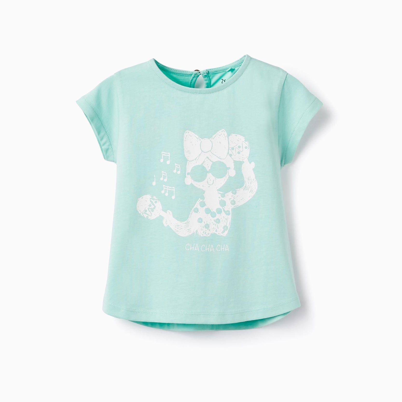 Cotton T-shirt for Baby Girls 'Cha Cha Cha', Aqua Green