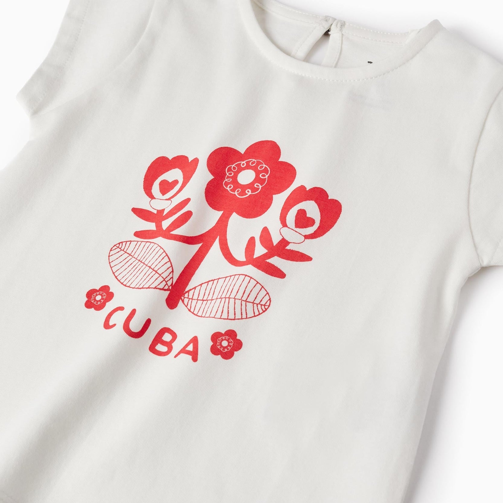 Cotton T-shirt for Baby Girls 'Cuba', White