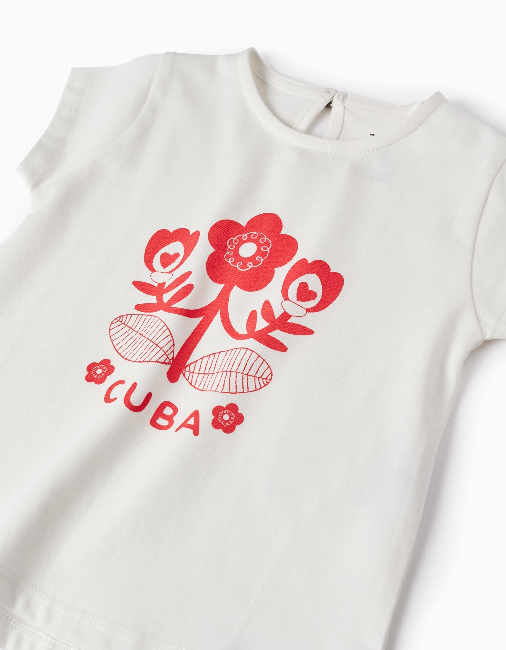 Cotton T-shirt for Baby Girls 'Cuba', White