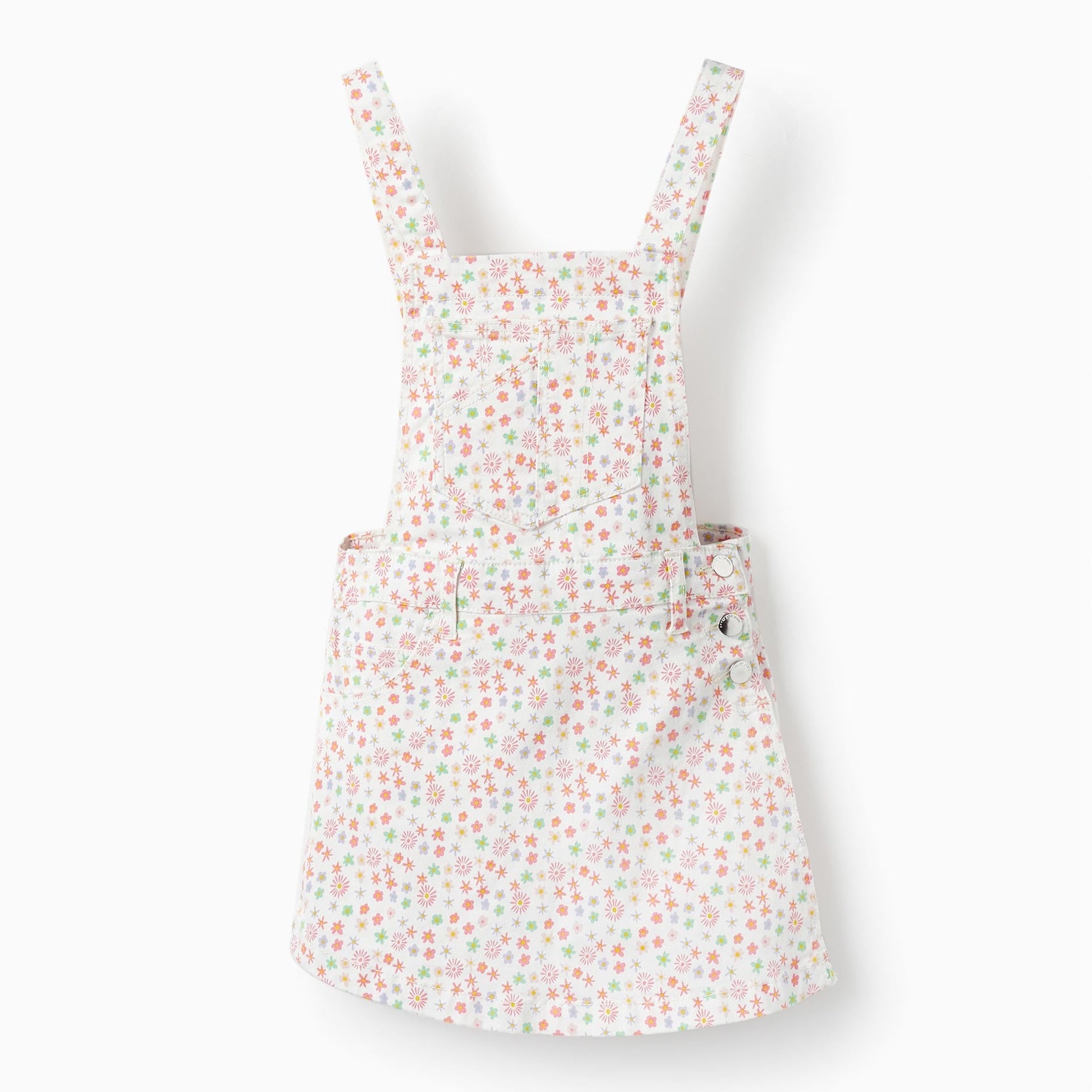 Floral Pattern Dungaree Skirt for Girls, Multicolour