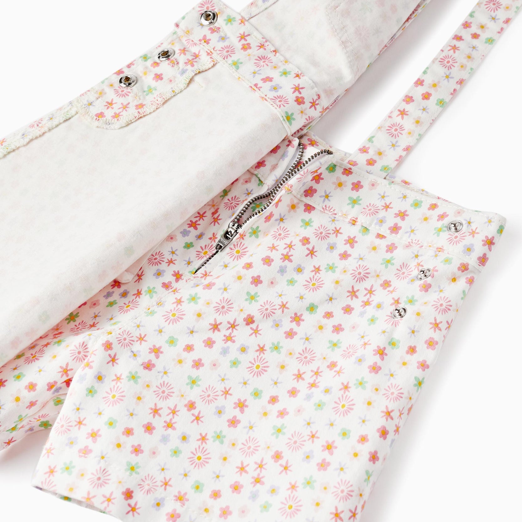 Floral Pattern Dungaree Skirt for Girls, Multicolour