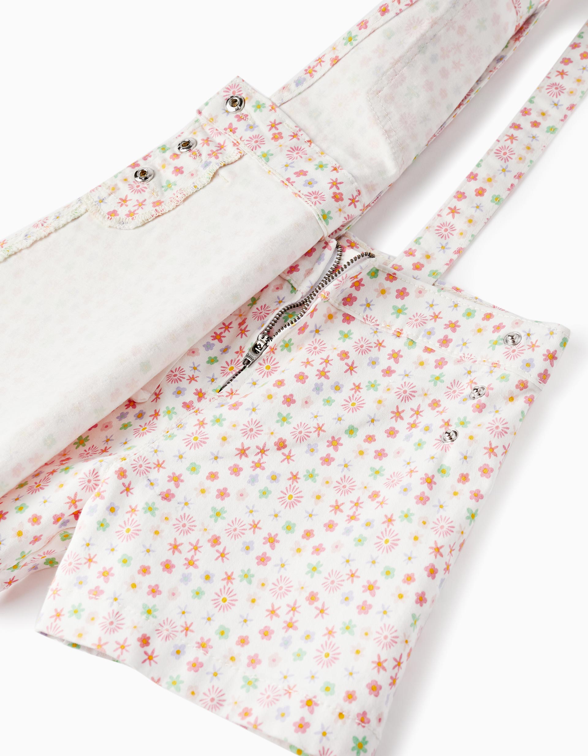 Floral Pattern Dungaree Skirt for Girls, Multicolour