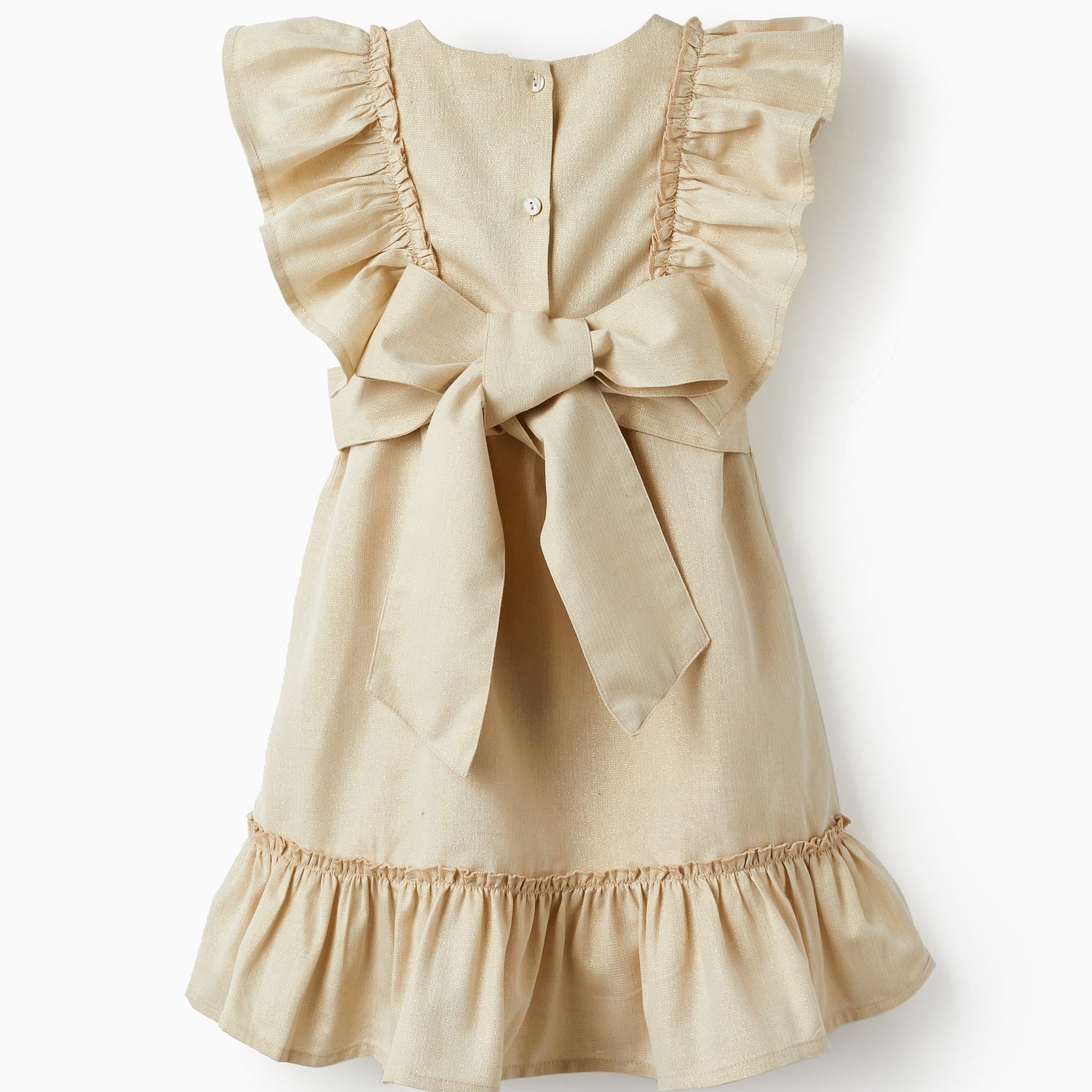 Dress with Ruffles and Lurex Threads for Girls, Gold