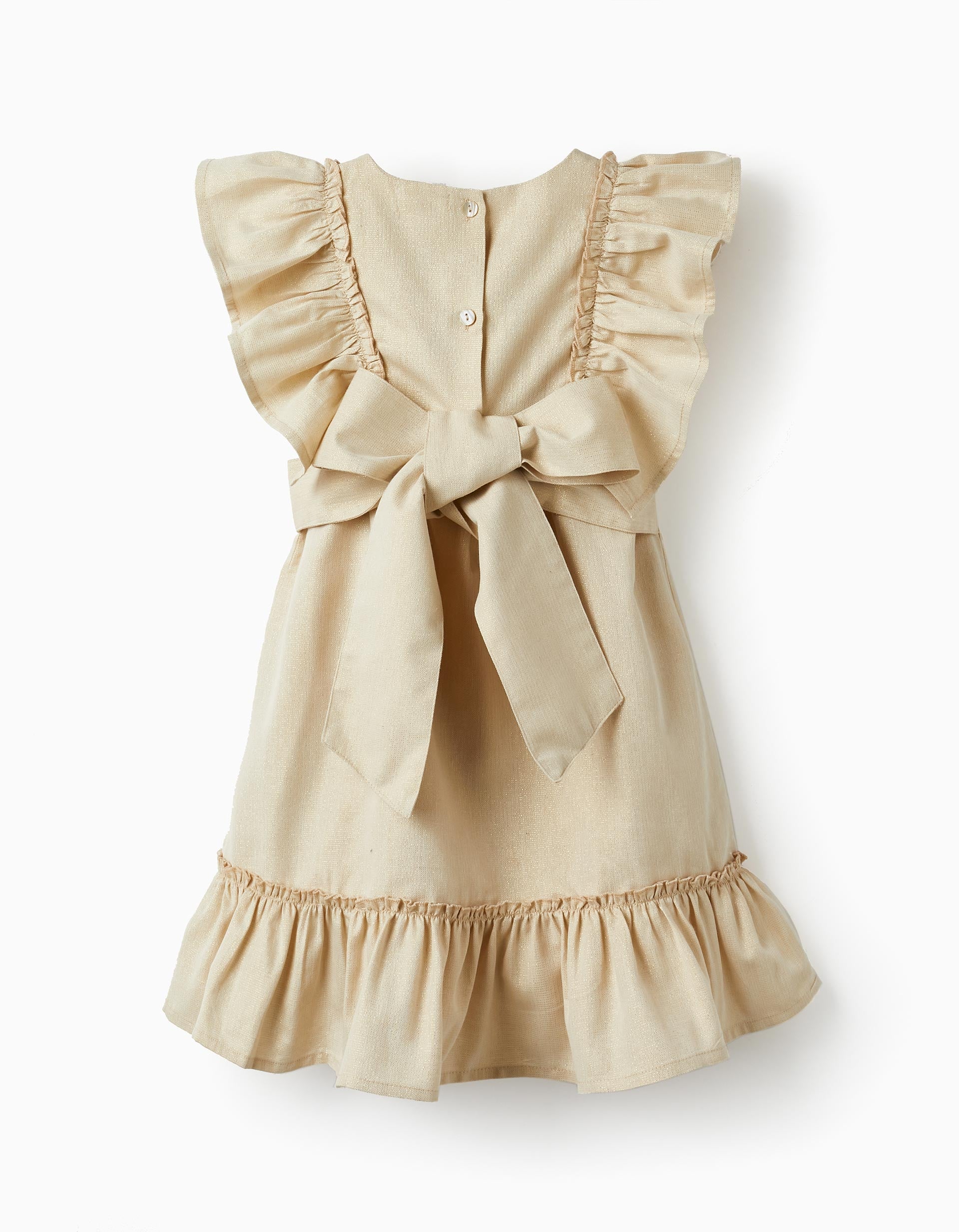 Dress with Ruffles and Lurex Threads for Girls, Gold