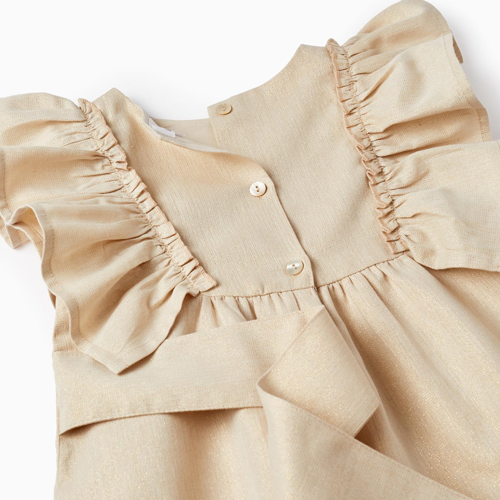 Dress with Ruffles and Lurex Threads for Girls, Gold