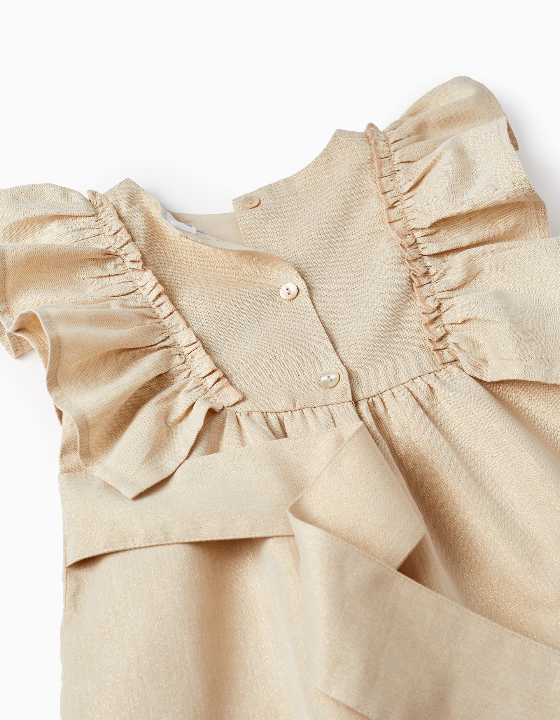 Dress with Ruffles and Lurex Threads for Girls, Gold