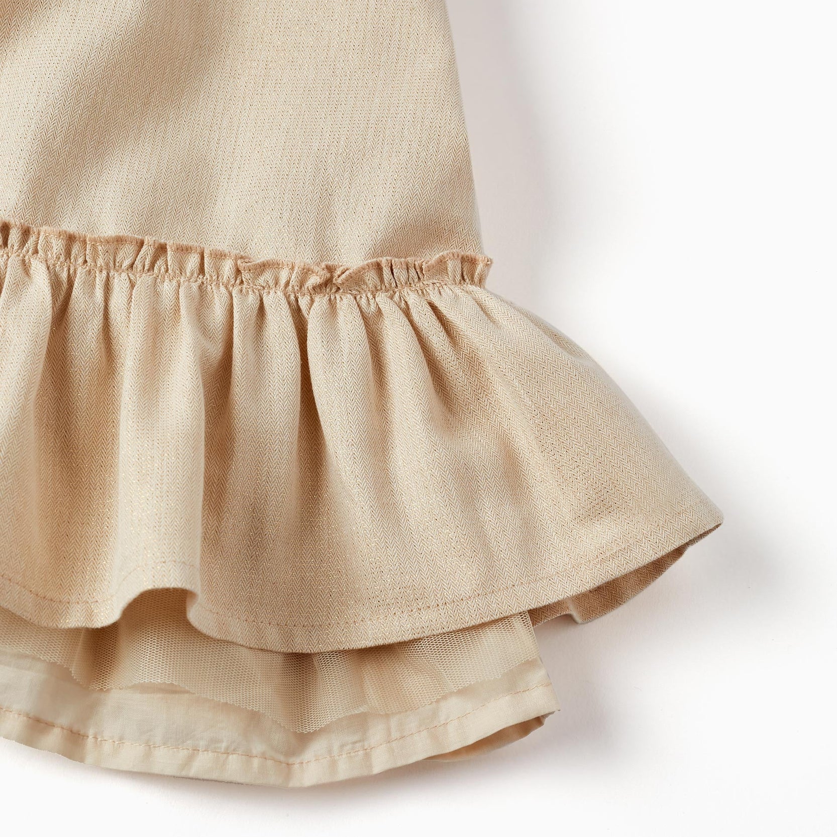Dress with Ruffles and Lurex Threads for Girls, Gold