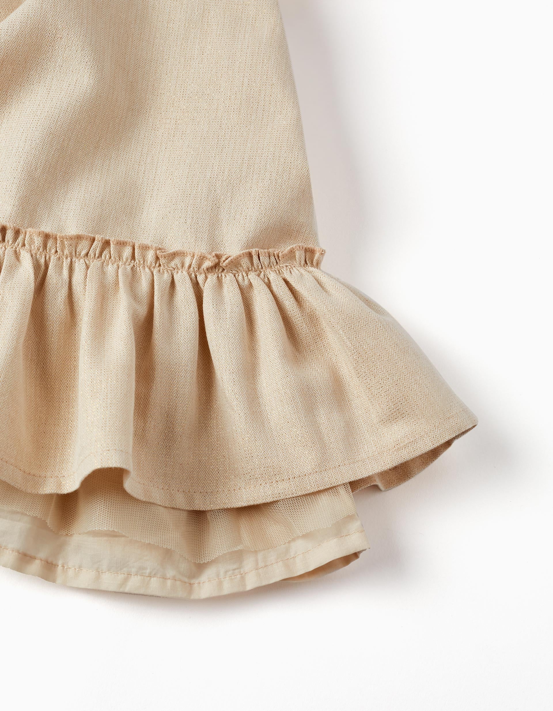 Dress with Ruffles and Lurex Threads for Girls, Gold