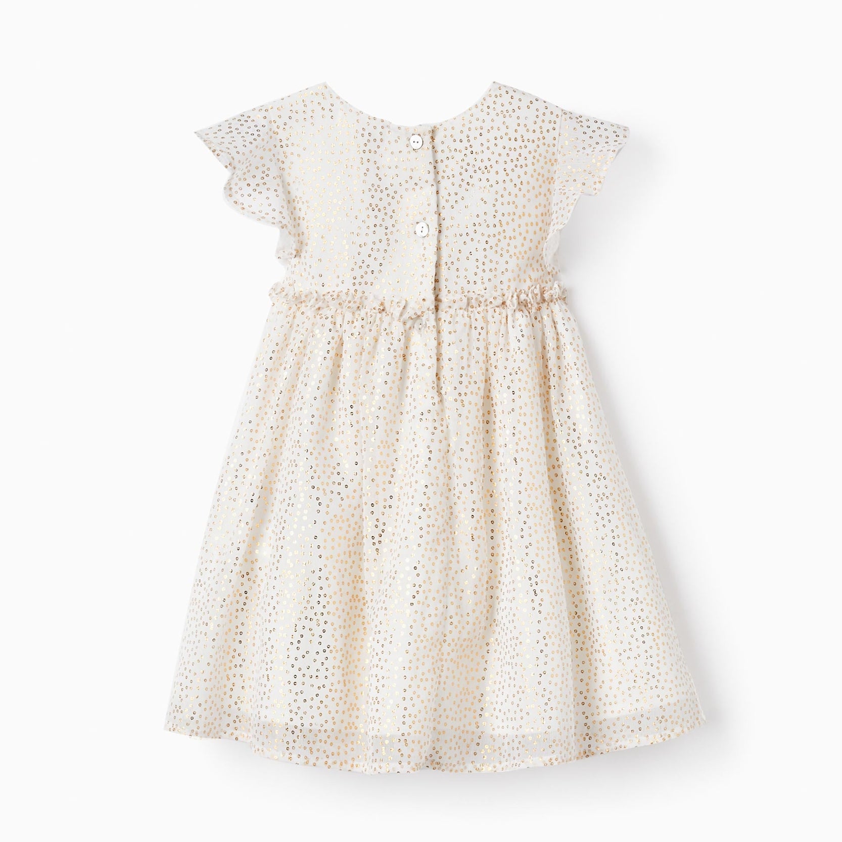 Ceremony Dress for Baby Girls, White/Gold