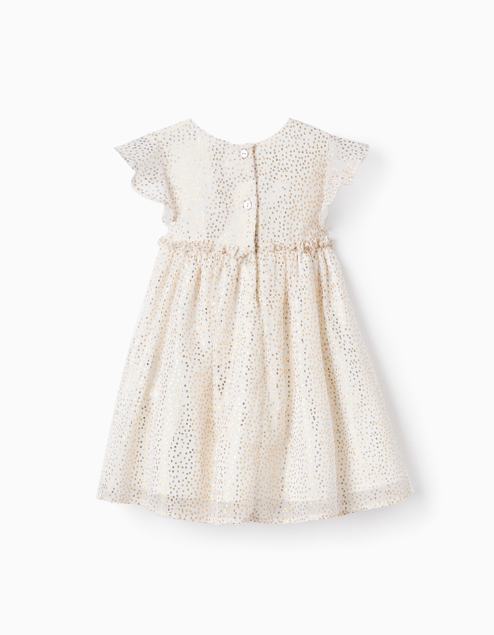 Ceremony Dress for Baby Girls, White/Gold