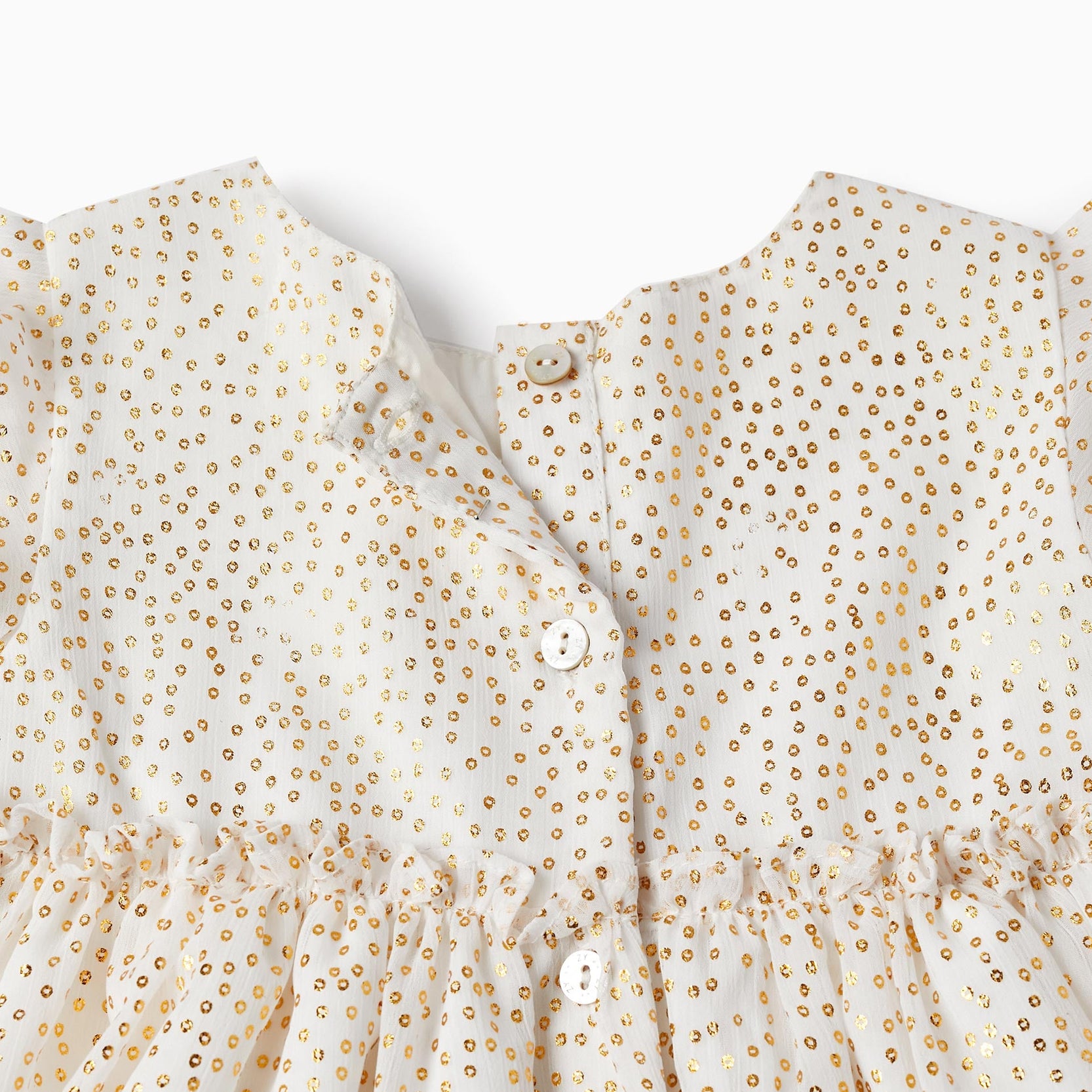 Ceremony Dress for Baby Girls, White/Gold