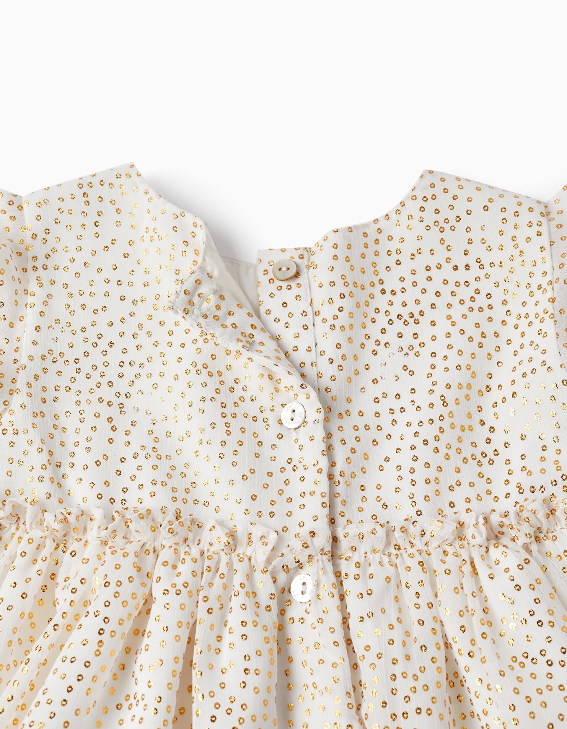 Ceremony Dress for Baby Girls, White/Gold