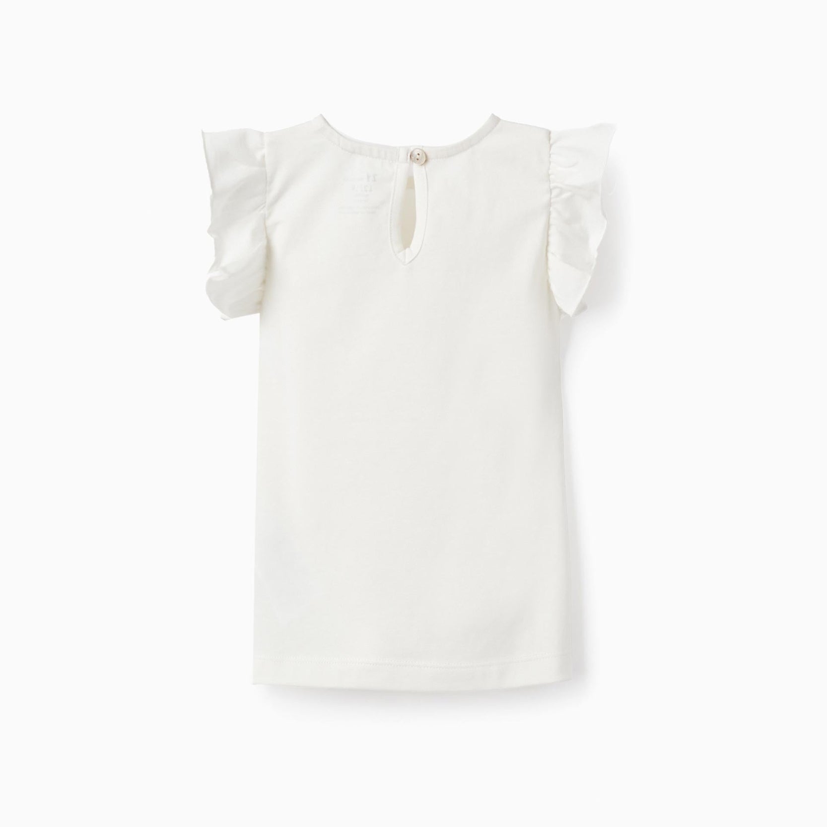 Cotton T-shirt with Ruffles for Baby Girls, White