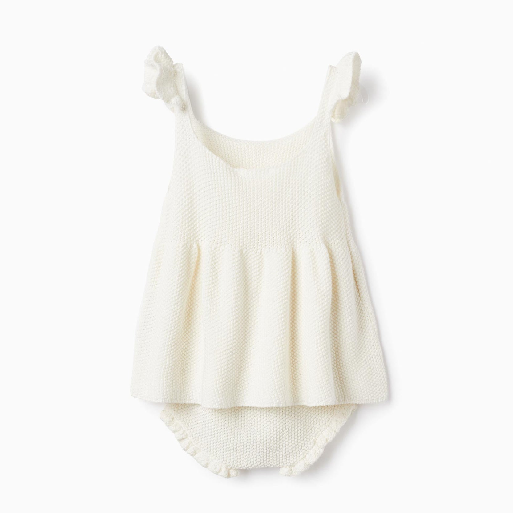 Knitted Top + Bloomers for Baby Girls, White