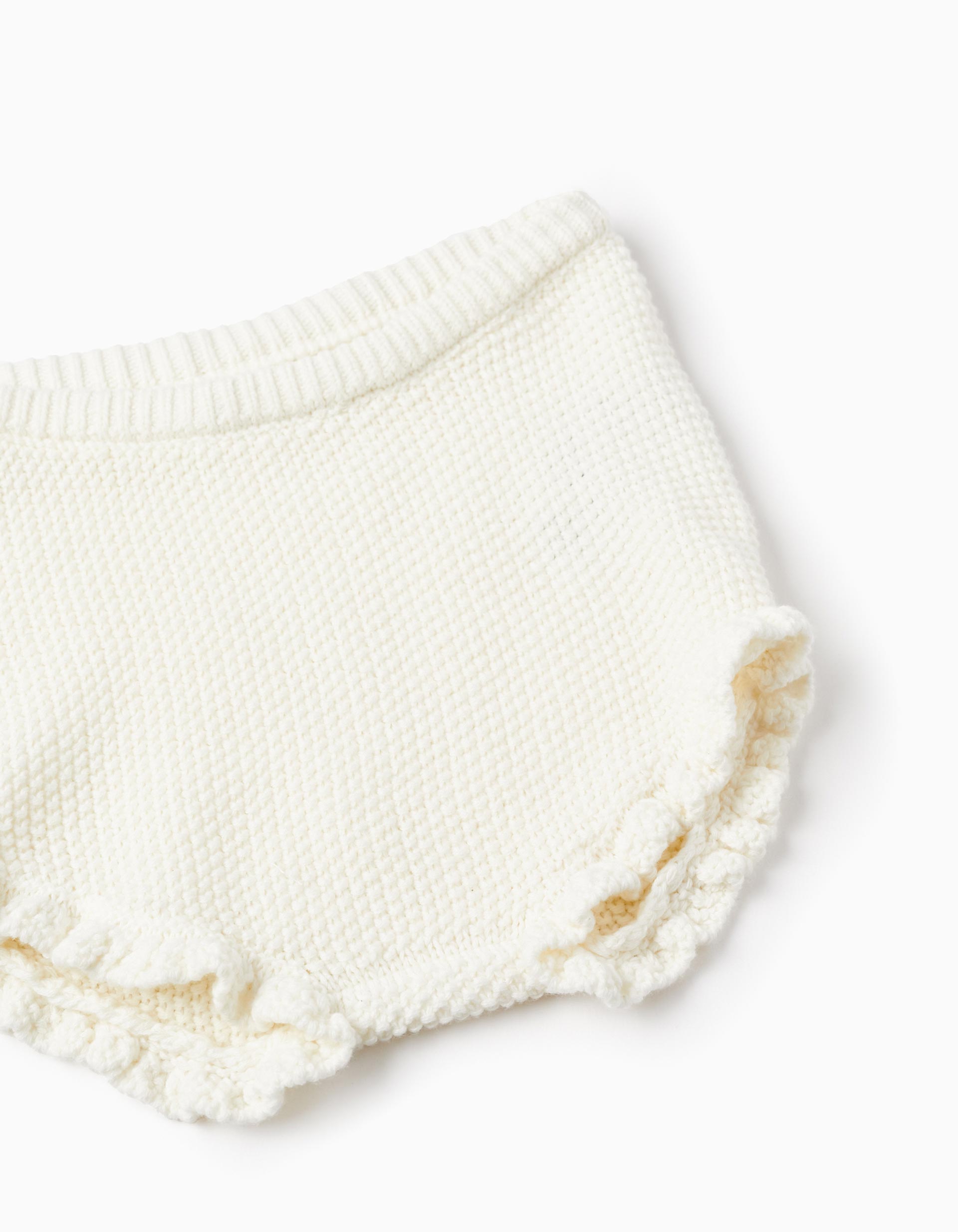 Knitted Top + Bloomers for Baby Girls, White