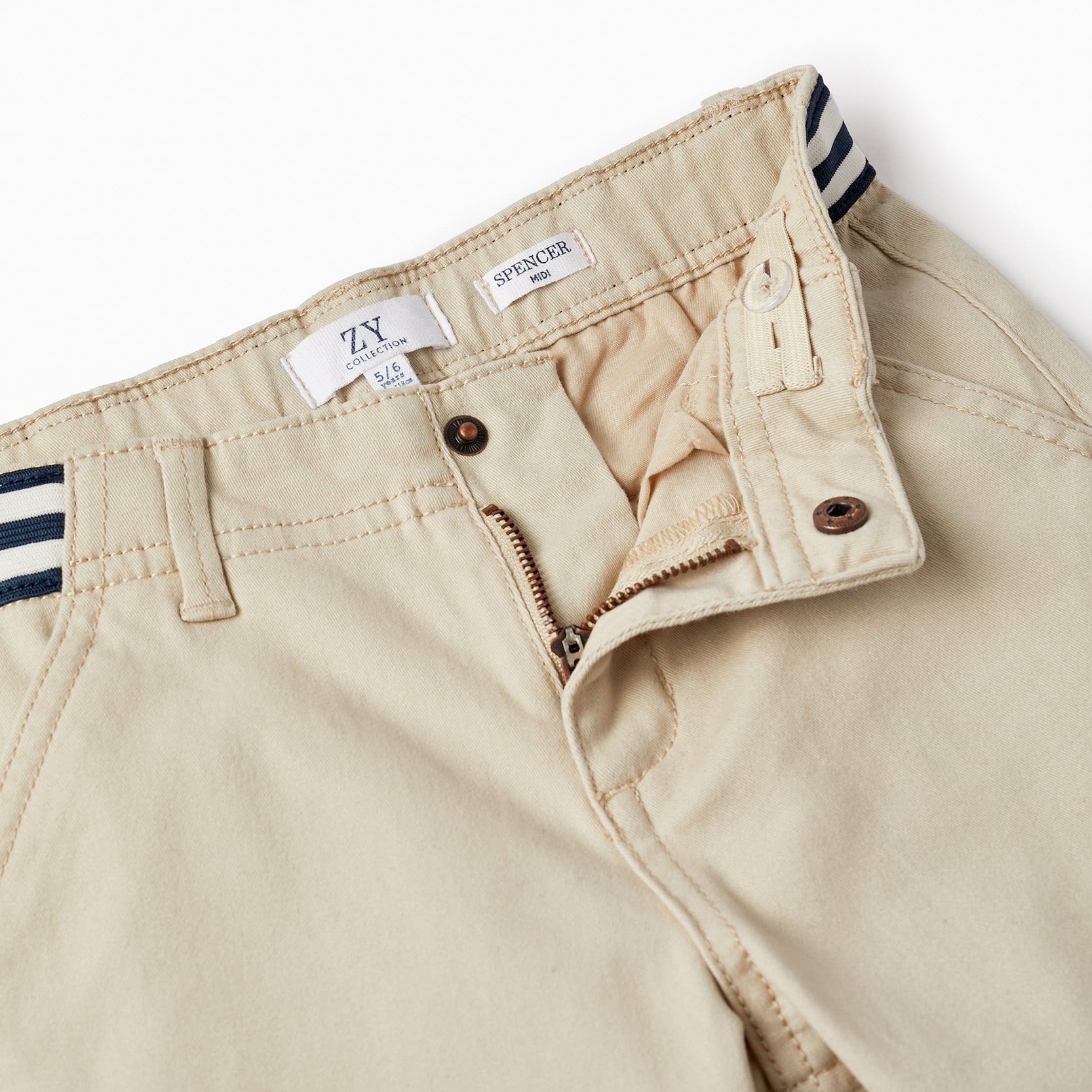 Cotton Midi Shorts for Boys, Beige