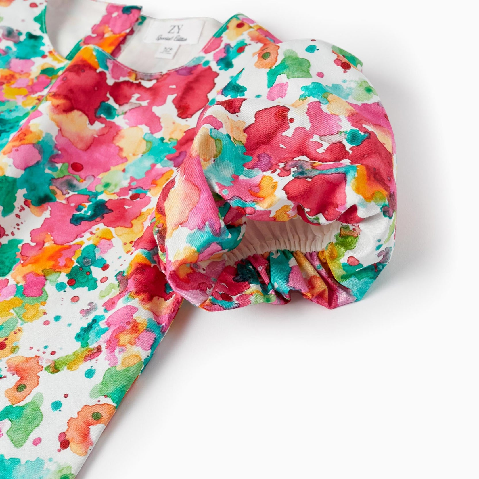 TOP PRINTED SATIN, PINK, 2/3