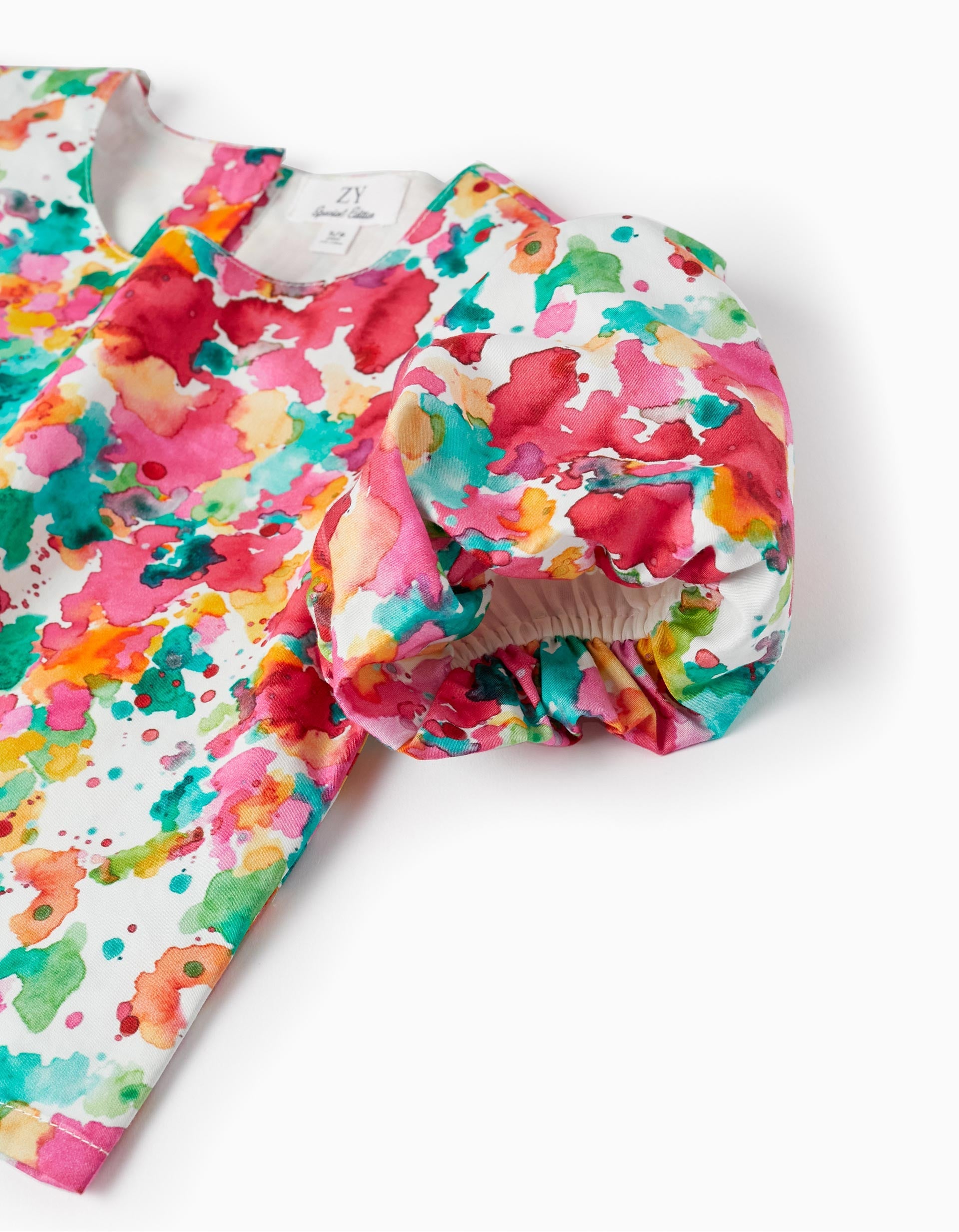 TOP PRINTED SATIN, PINK, 2/3