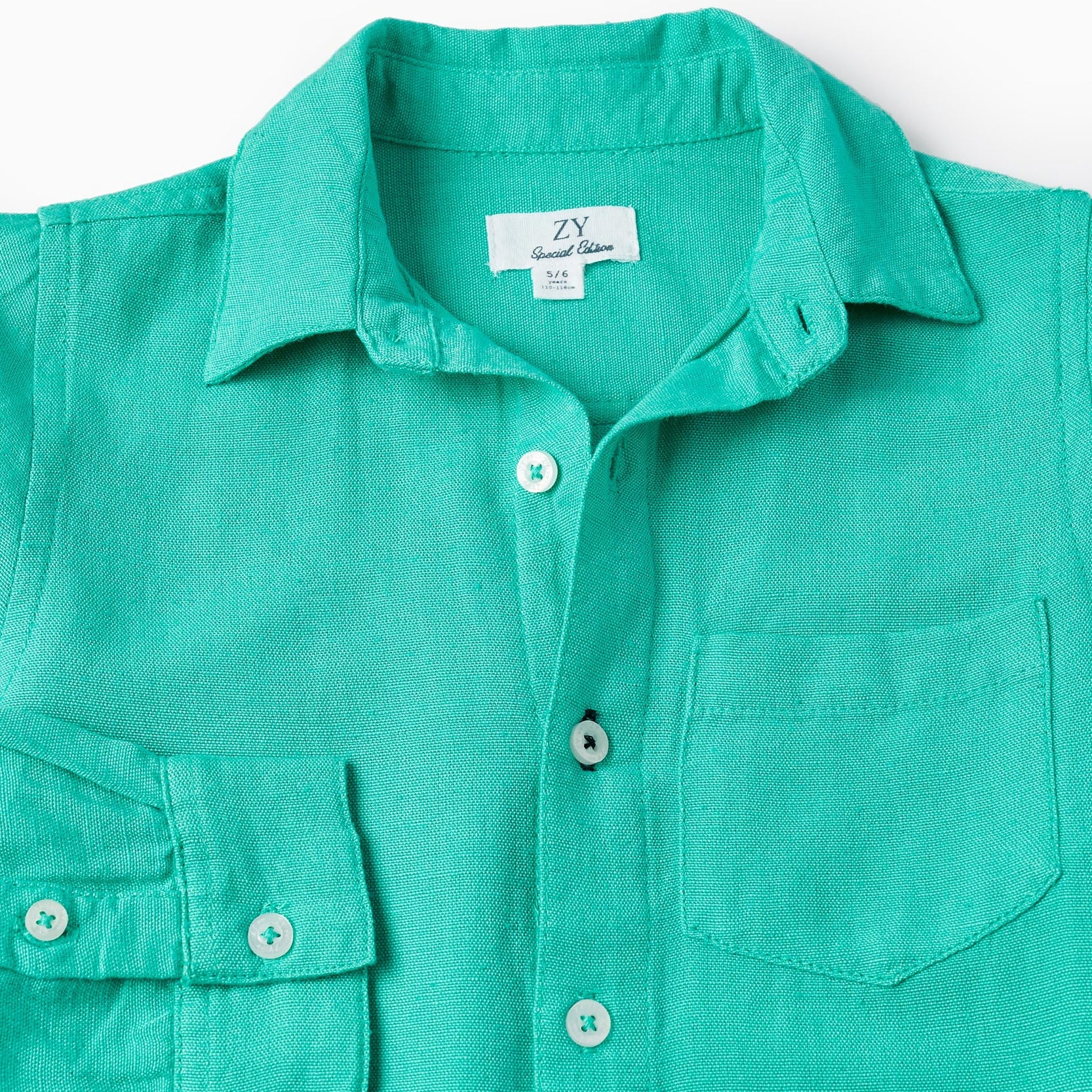 Long Sleeve Linen Shirt for Boys 'Special Days', Green