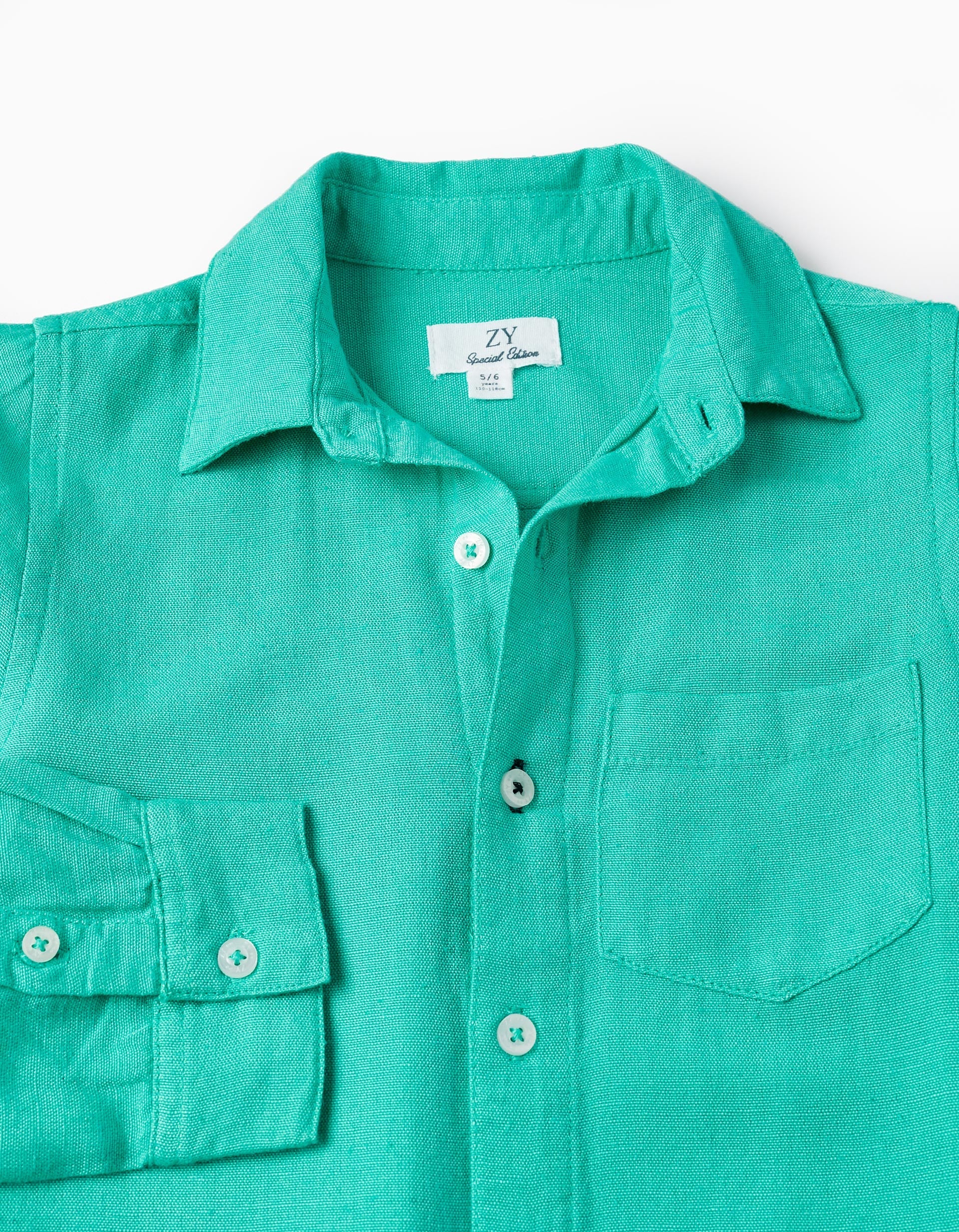 Long Sleeve Linen Shirt for Boys 'Special Days', Green