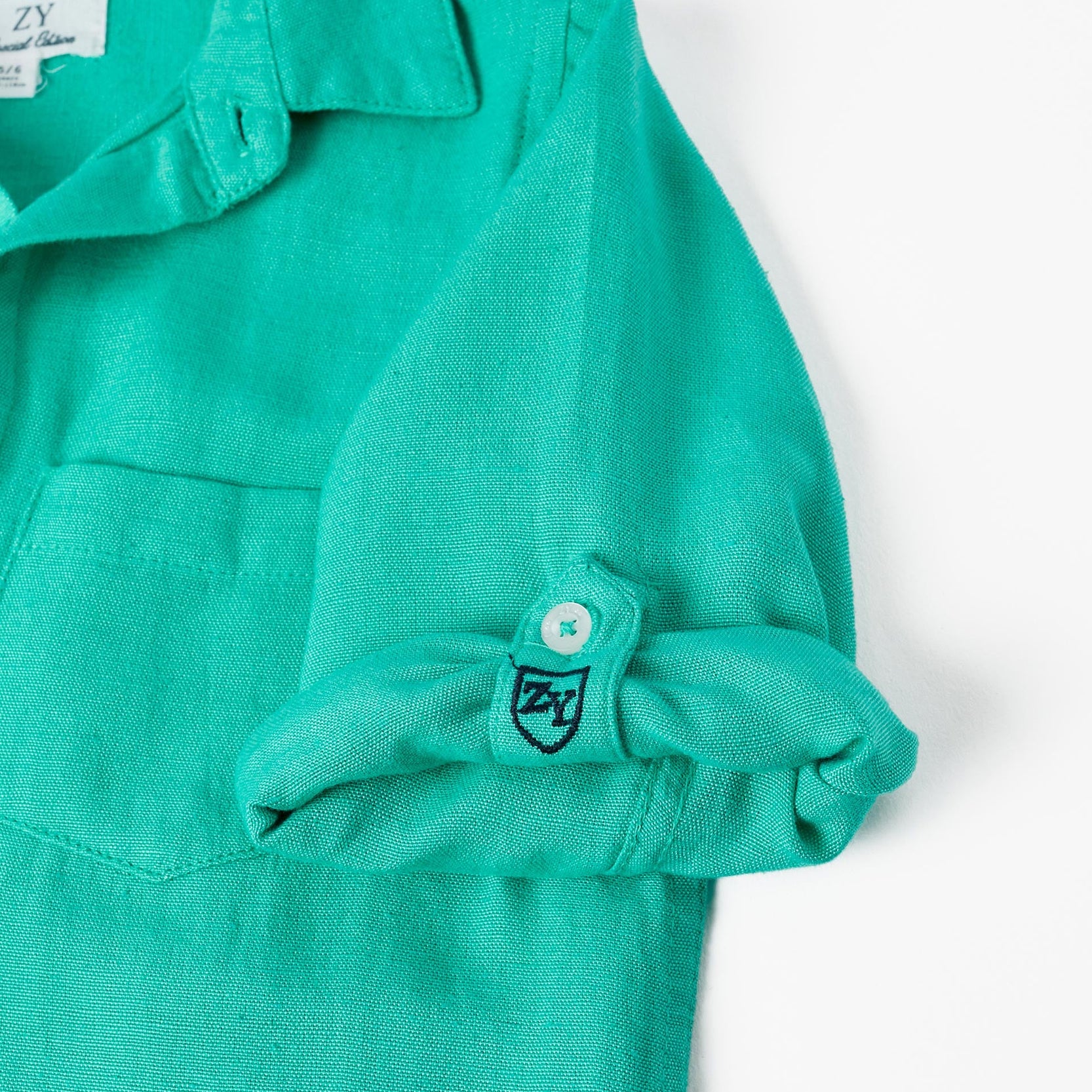 Long Sleeve Linen Shirt for Boys 'Special Days', Green