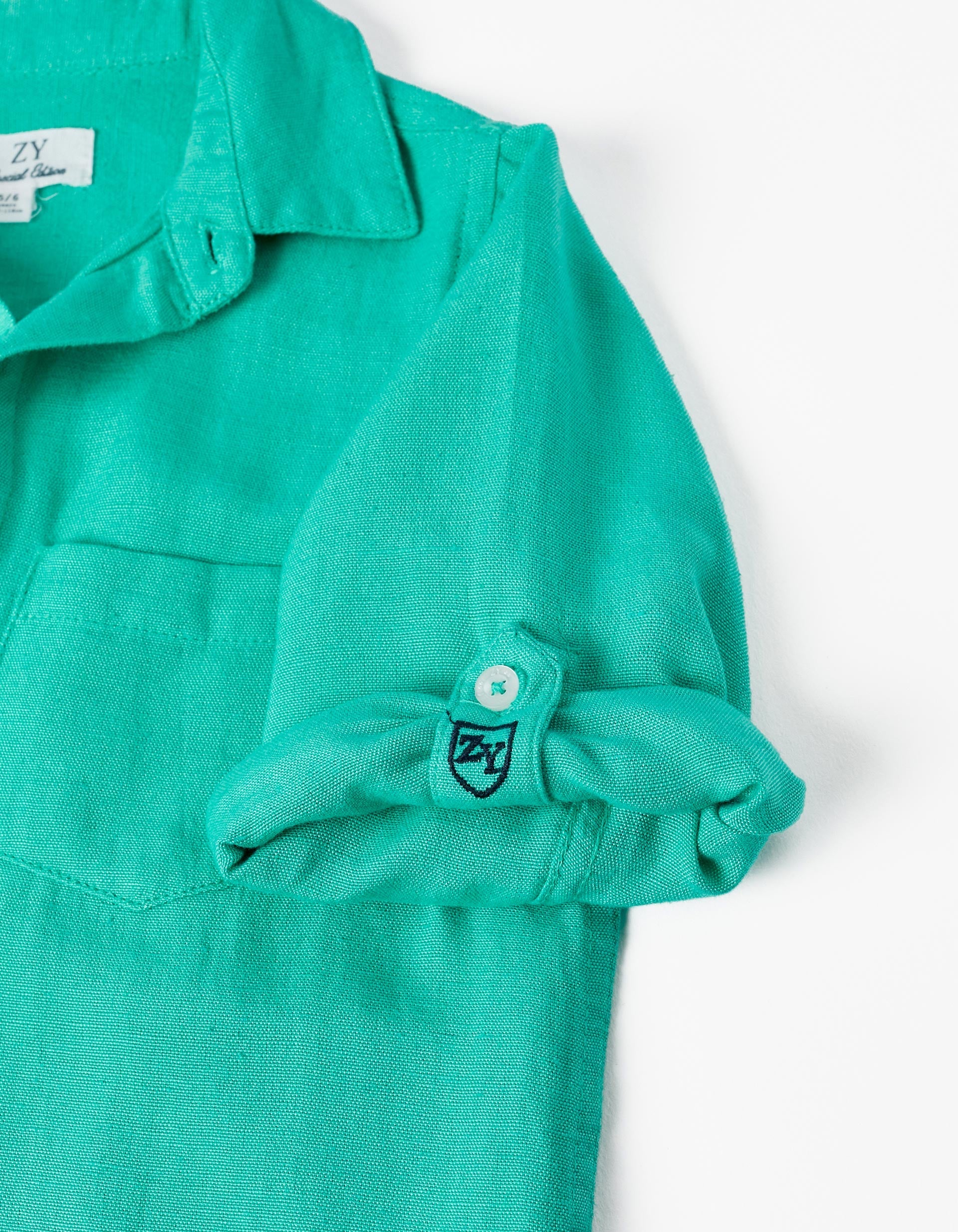 Long Sleeve Linen Shirt for Boys 'Special Days', Green