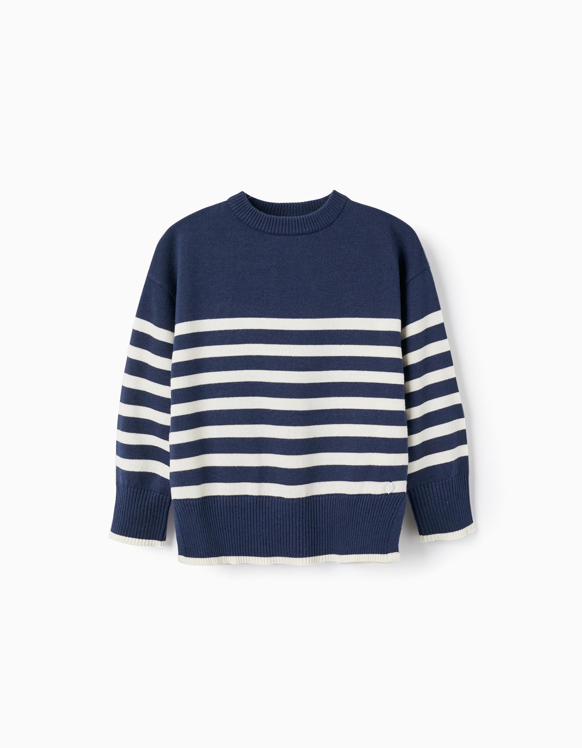 Striped Knit Jumper for Boys, Dark Blue/White