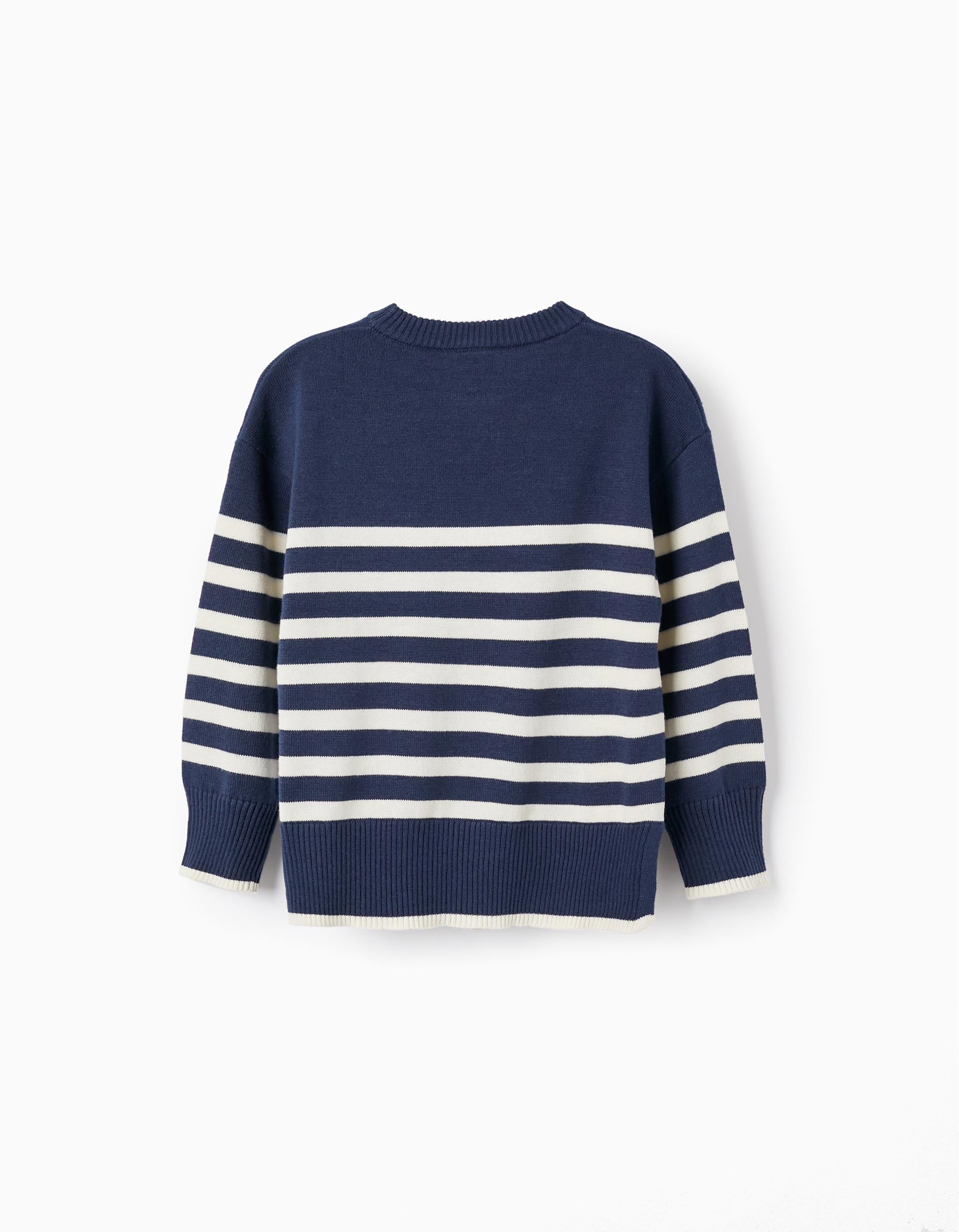 Striped Knit Jumper for Boys, Dark Blue/White