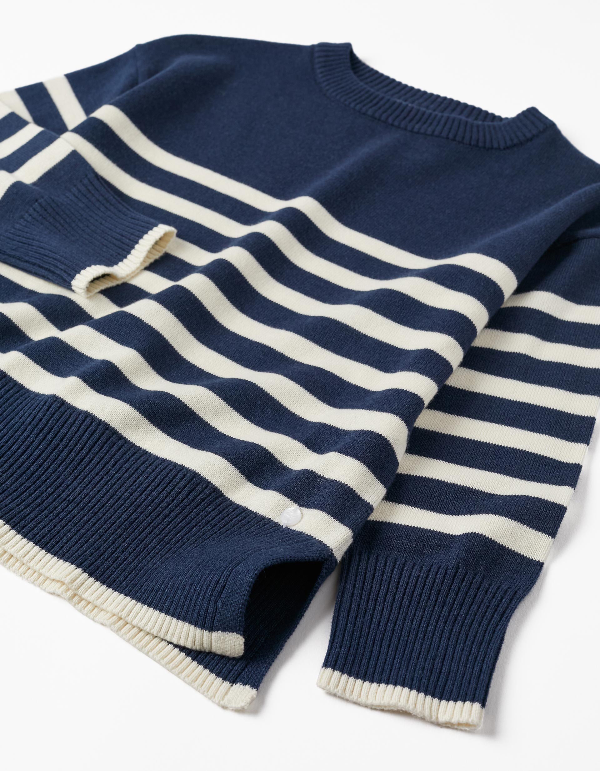 Striped Knit Jumper for Boys, Dark Blue/White