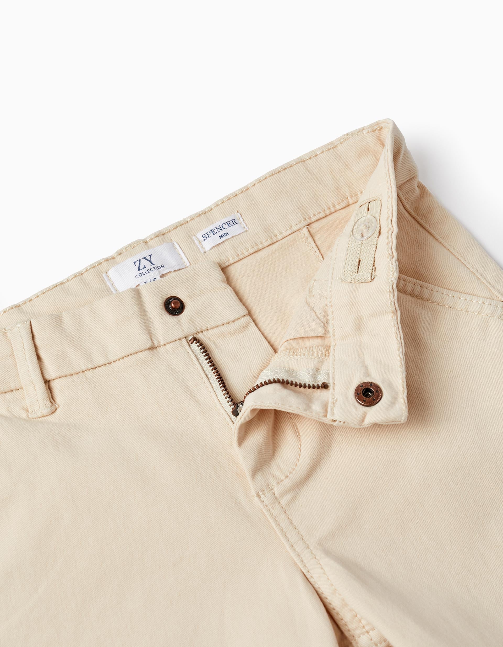 Cotton Twill Chino Shorts For Boys 'Midi', Beige