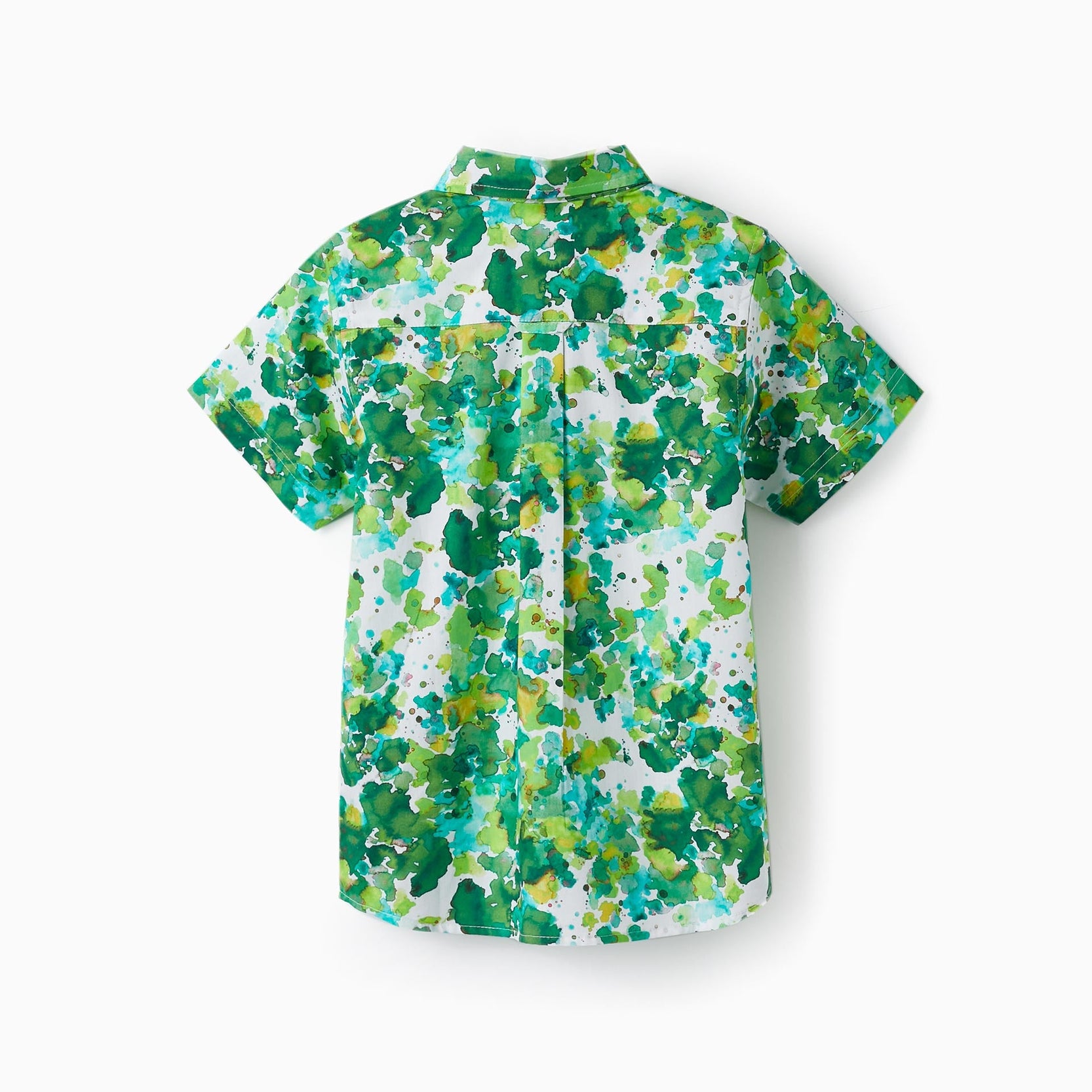Short Sleeve Shirt for Boys, White/Green