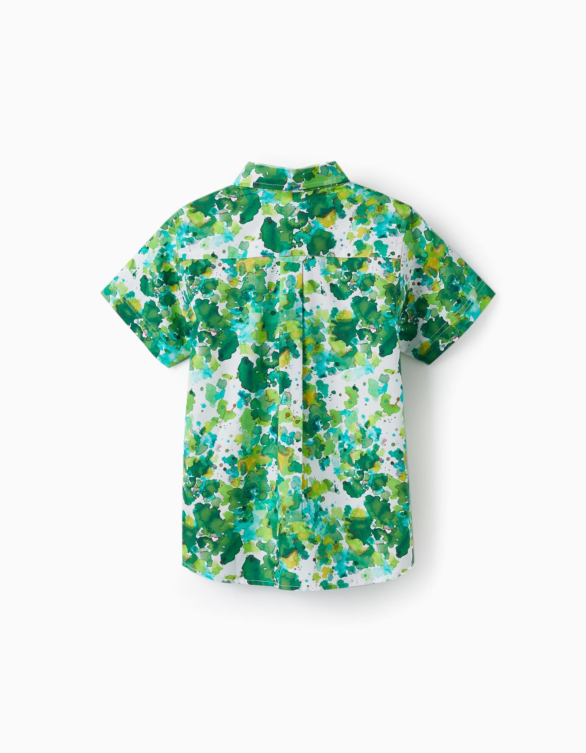 Short Sleeve Shirt for Boys, White/Green