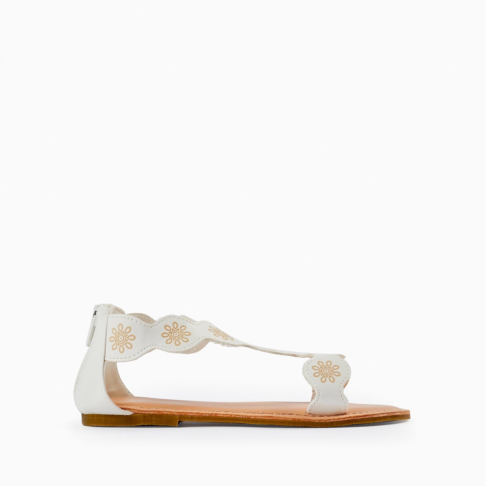 Floral Pattern Sandals for Girls, White