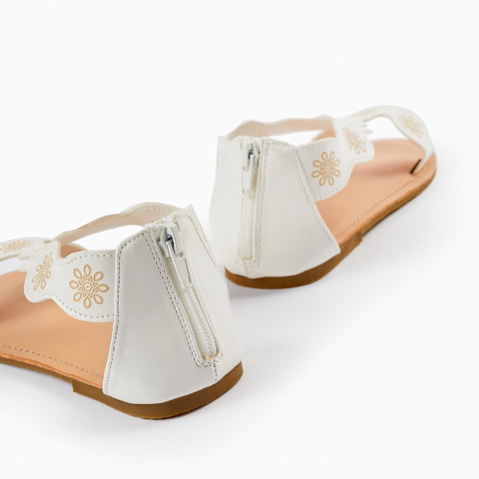 Floral Pattern Sandals for Girls, White