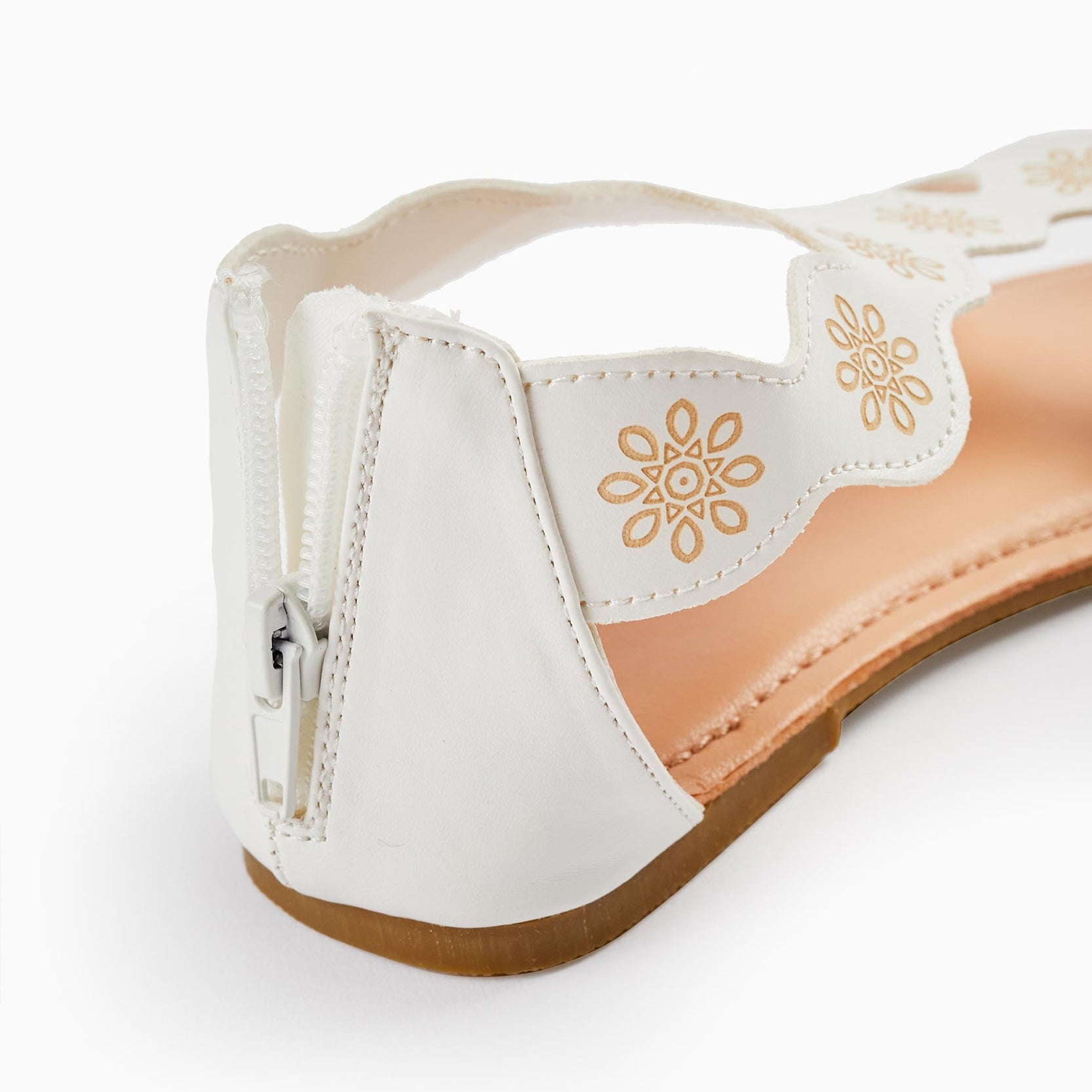 Floral Pattern Sandals for Girls, White