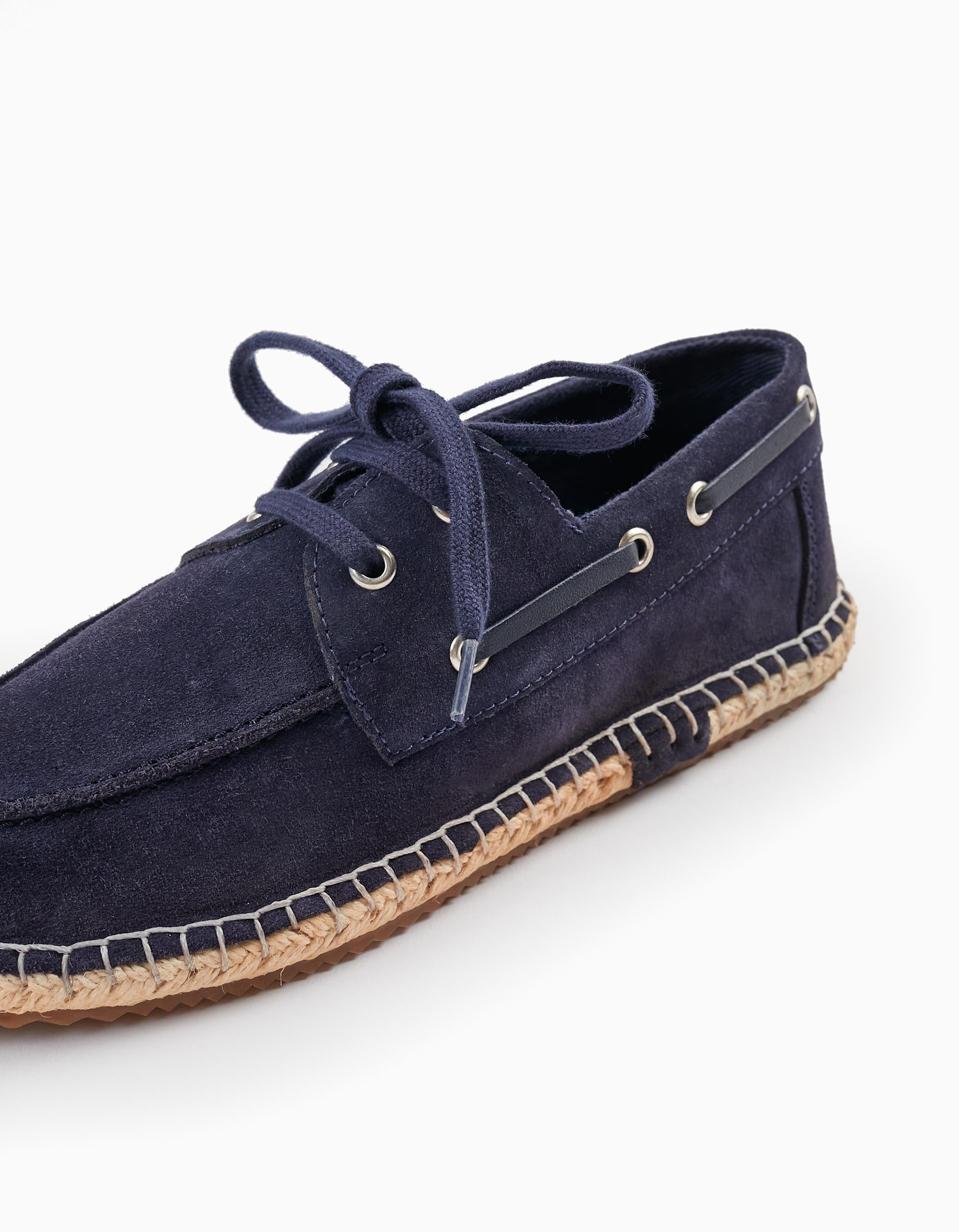 Leather Moccasin Shoes for Boys, Dark Blue