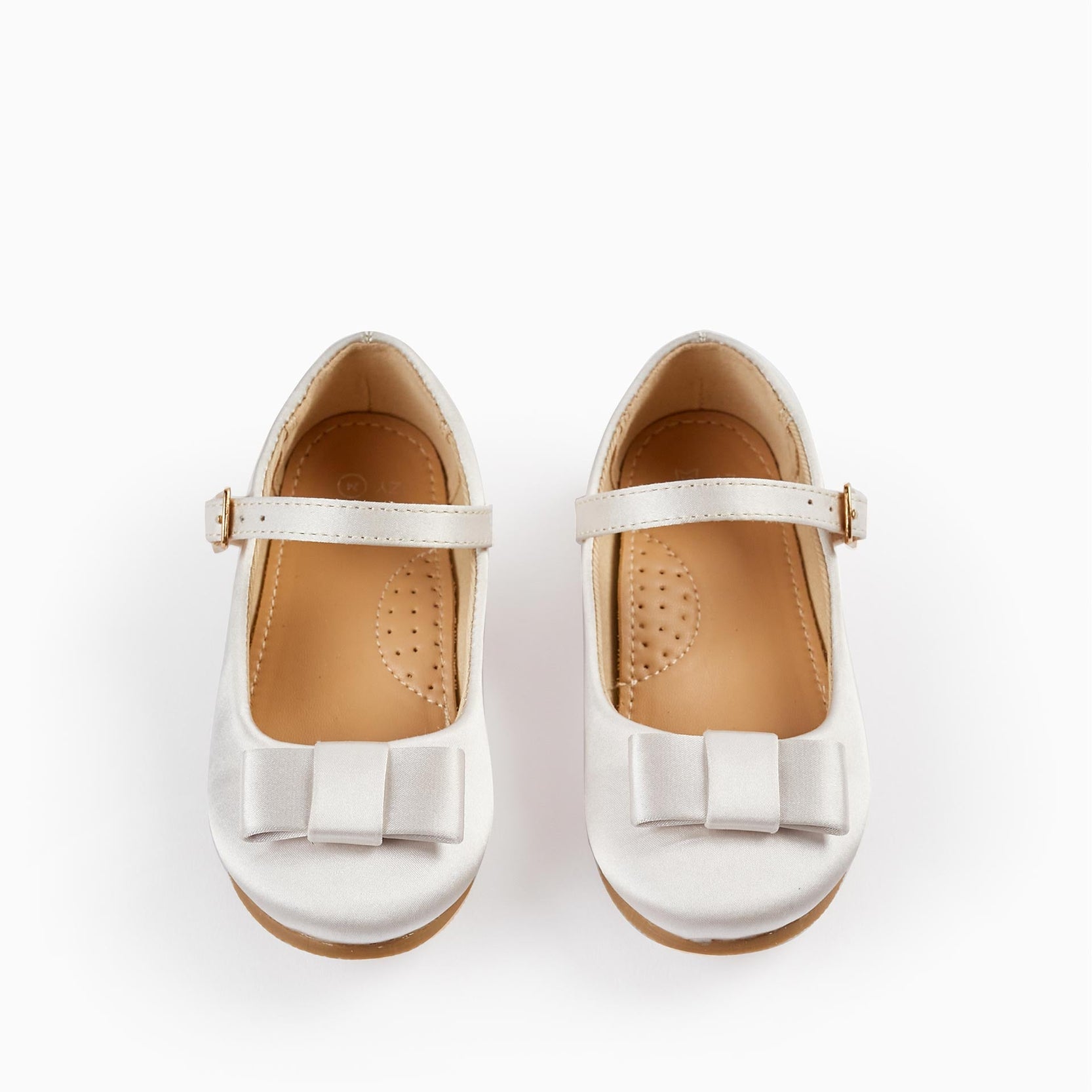 Satin Ballerina Shoes with Bow for Baby Girls, White
