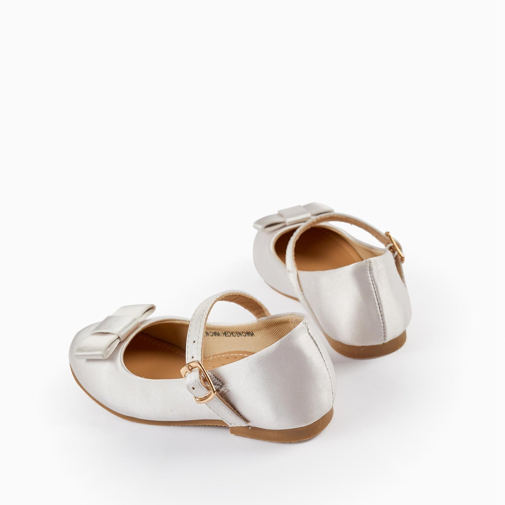Satin Ballerina Shoes with Bow for Baby Girls, White