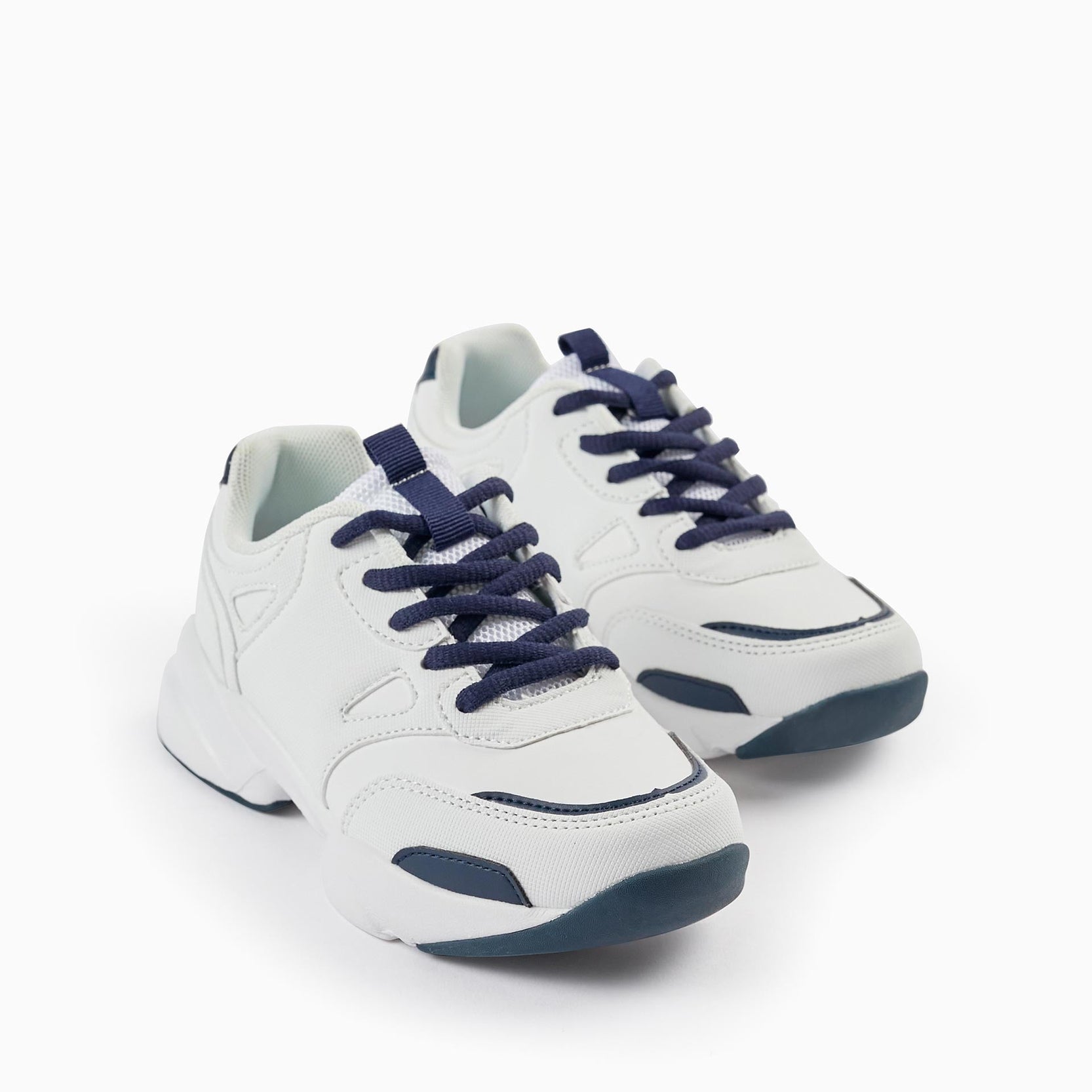 Trainers for Boys, White/Dark Blue