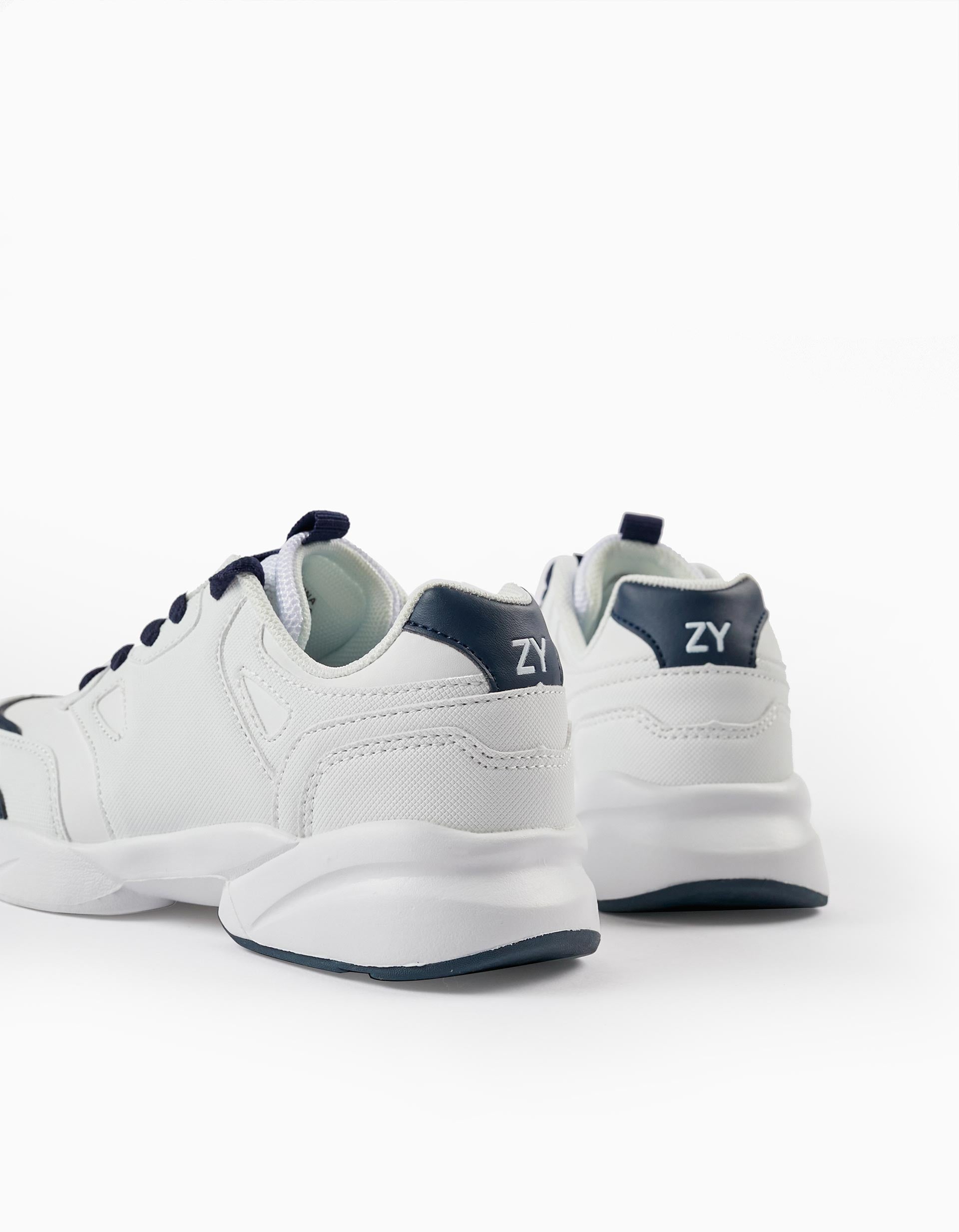 Trainers for Boys, White/Dark Blue